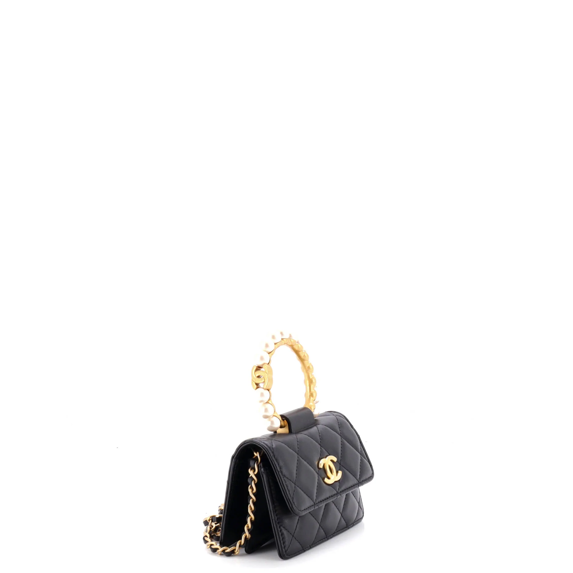 Pearl Crown Clutch with Chain Quilted Lambskin - Image 2