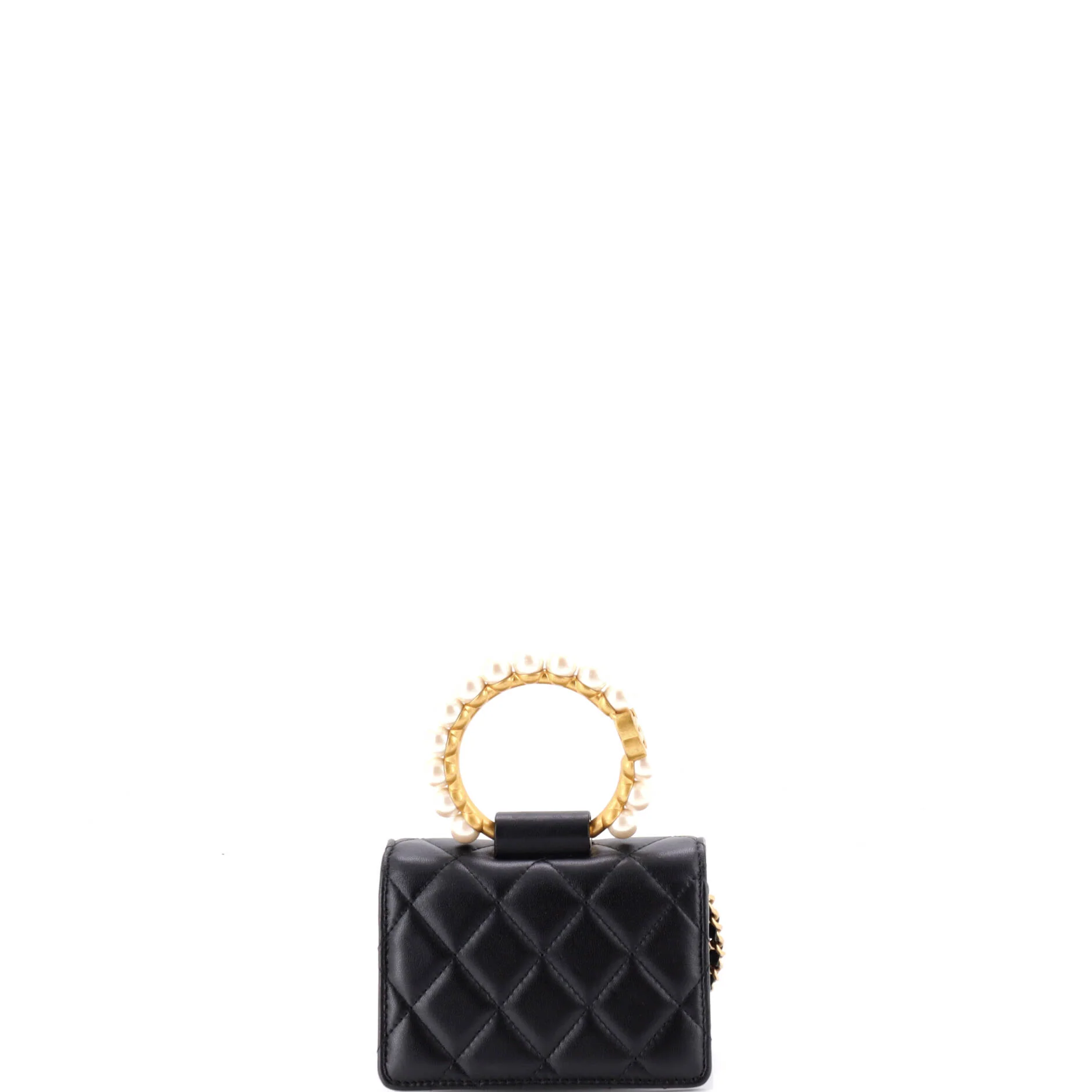 Pearl Crown Clutch with Chain Quilted Lambskin - Image 3