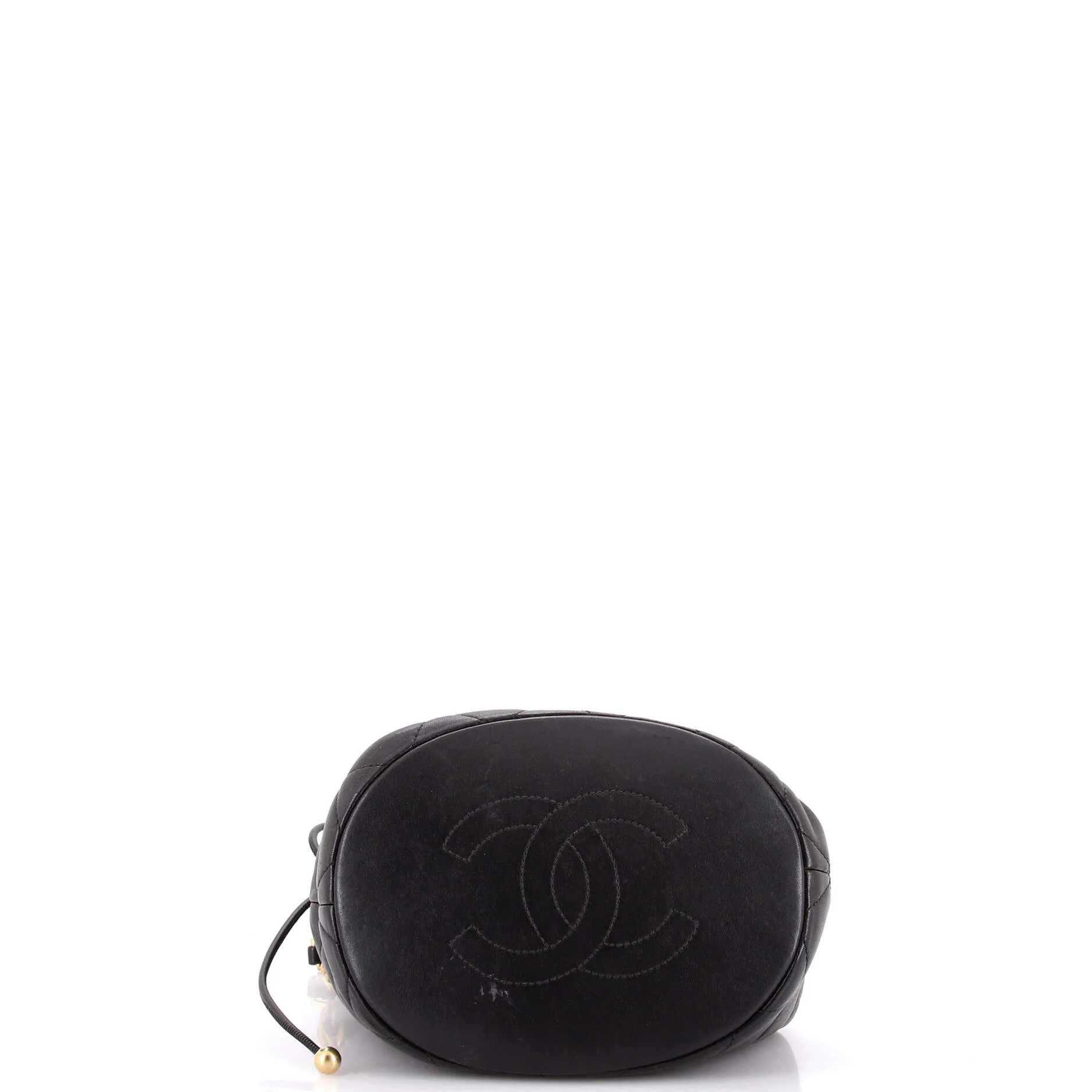 Pearl Crown Drawstring Bucket Bag Quilted Lambskin - Image 4