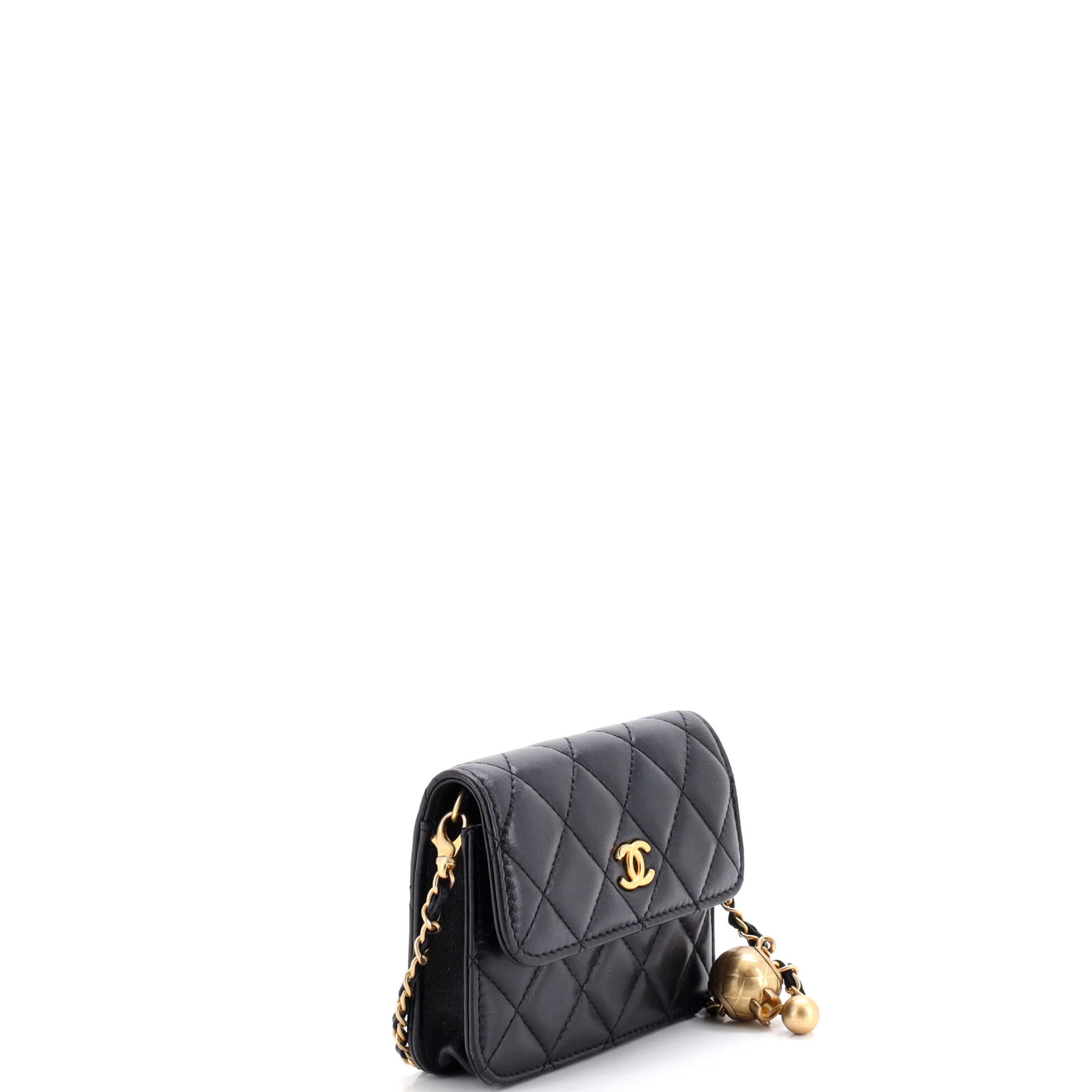 Pearl Crush Flap Clutch with Chain Quilted Lambskin Mini - Image 3
