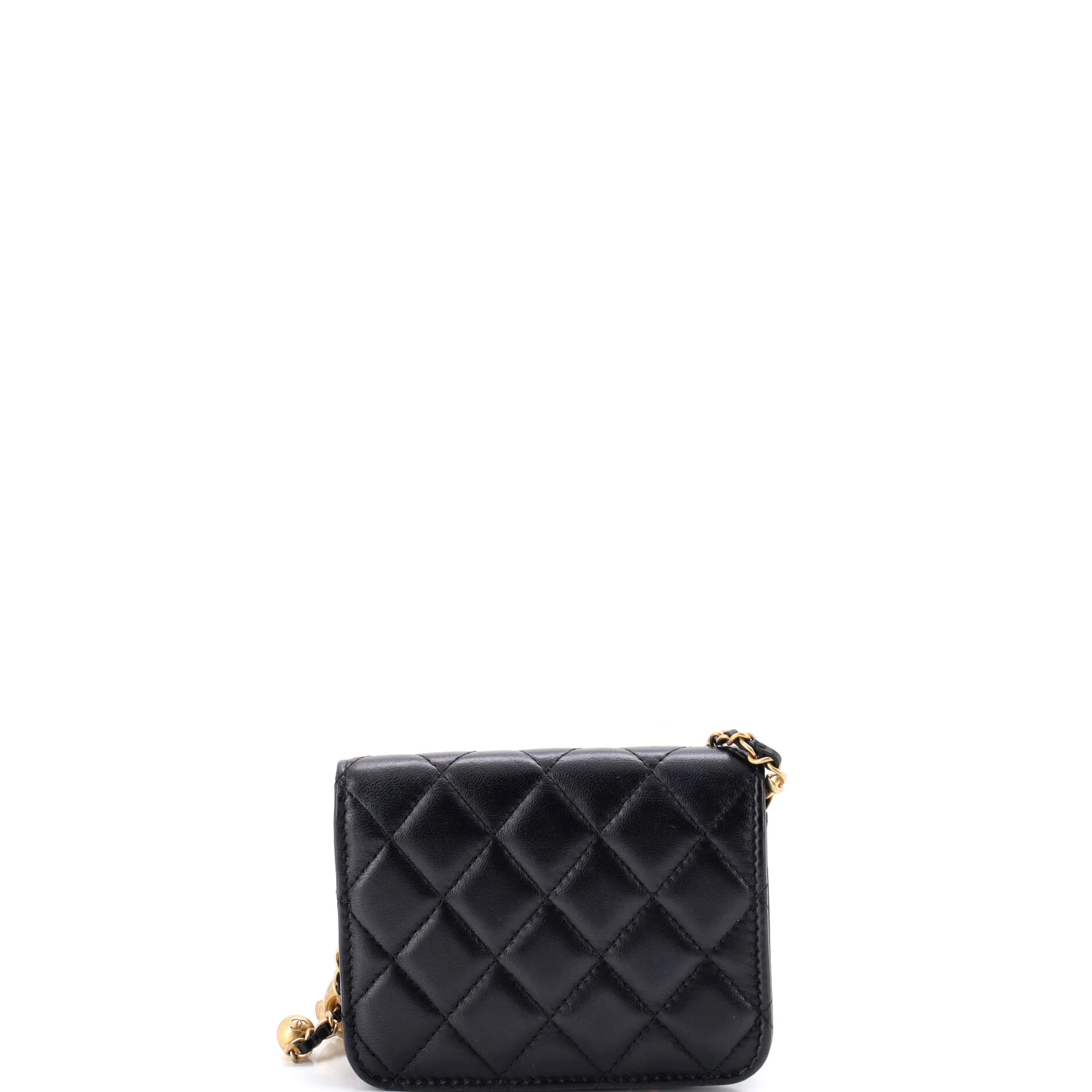 Pearl Crush Flap Clutch with Chain Quilted Lambskin Mini - Image 4