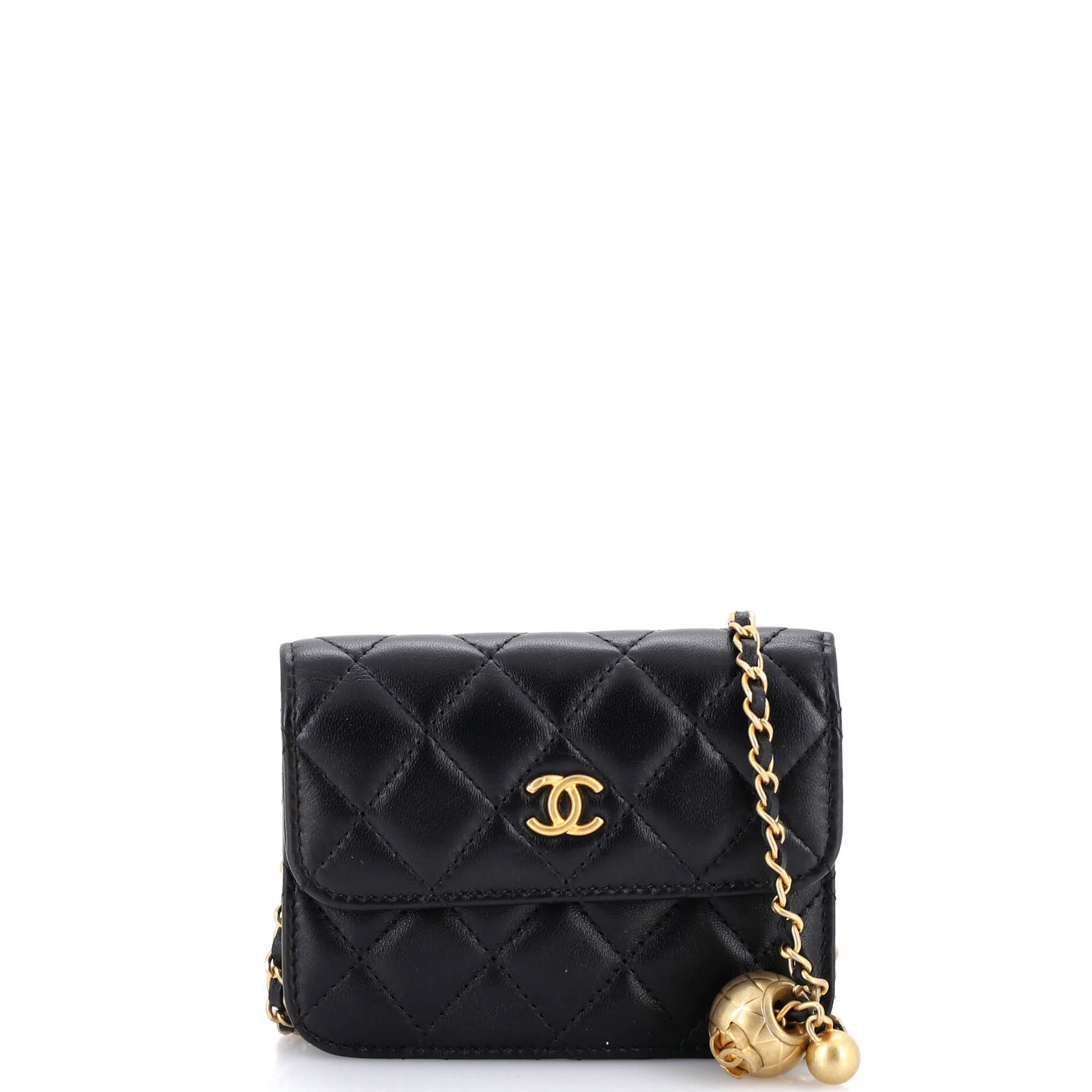 Pearl Crush Flap Clutch with Chain Quilted Lambskin Mini