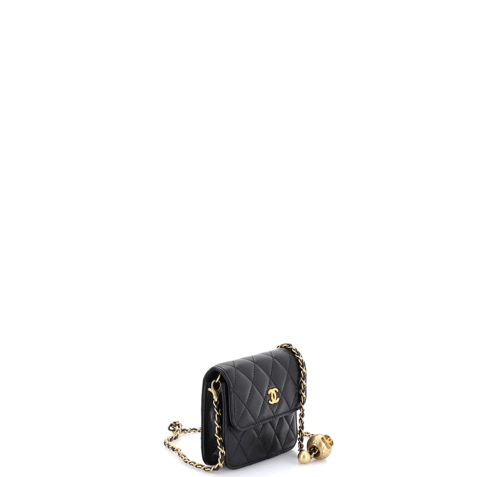 Pearl Crush Flap Clutch with Chain Quilted Lambskin Mini - Image 3