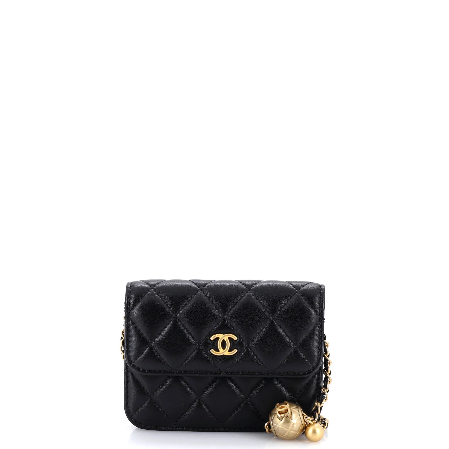 Pearl Crush Flap Clutch with Chain Quilted Lambskin Mini
