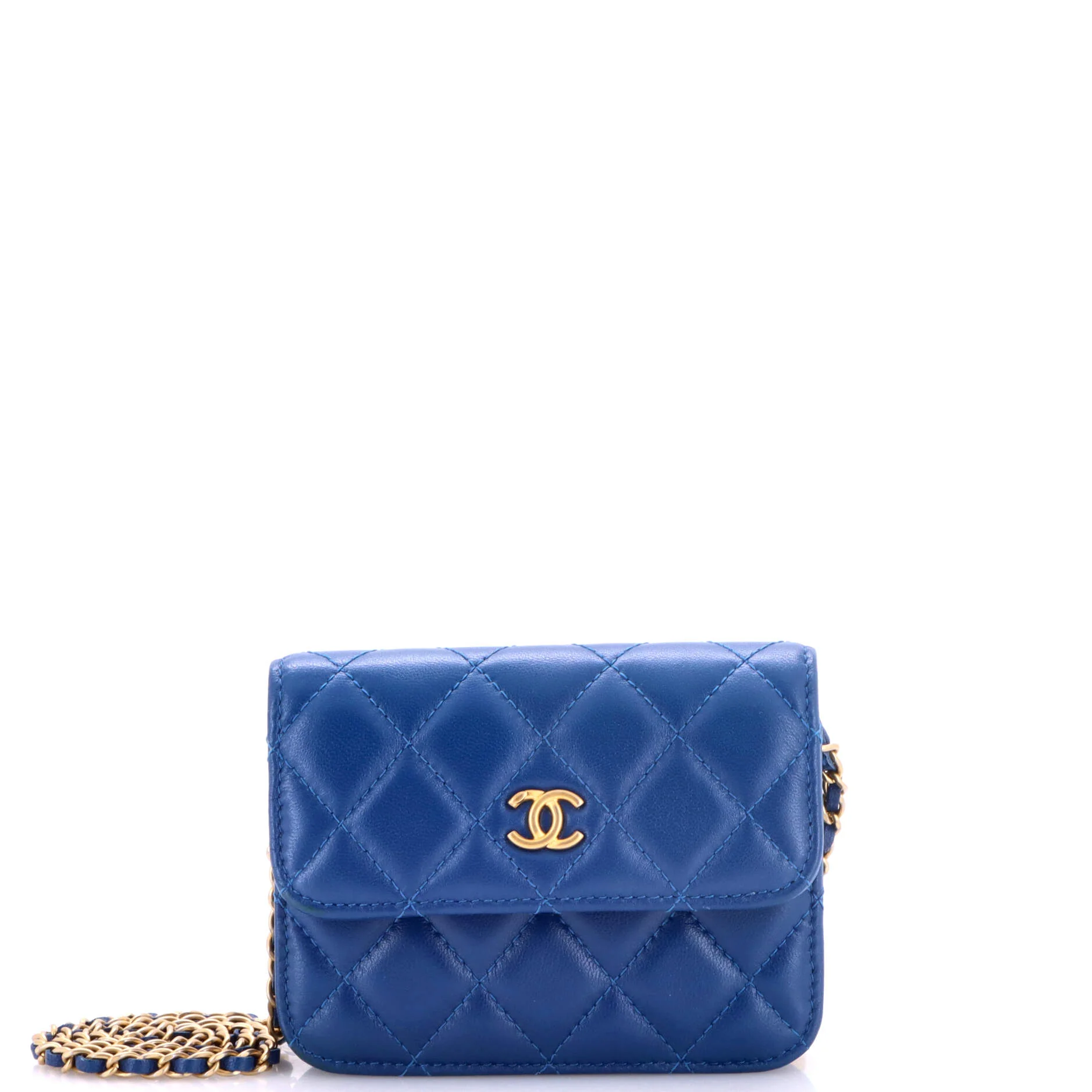 Pearl Crush Flap Clutch with Chain Quilted Lambskin Mini