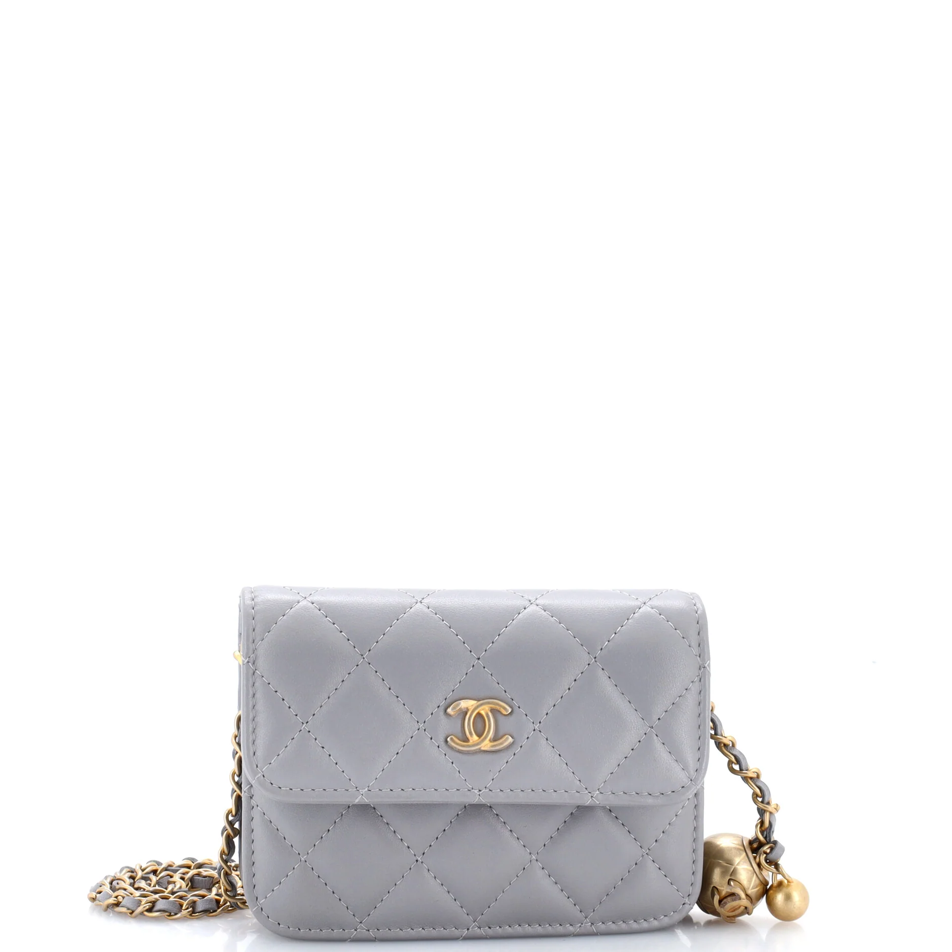 Pearl Crush Flap Clutch with Chain Quilted Lambskin Mini