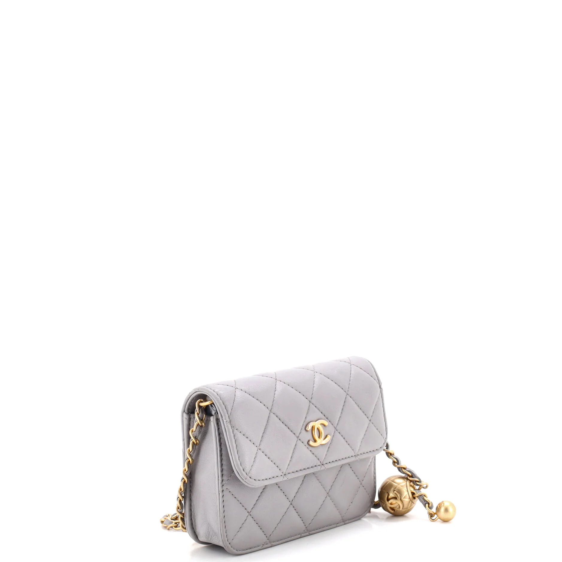 Pearl Crush Flap Clutch with Chain Quilted Lambskin Mini - Image 2