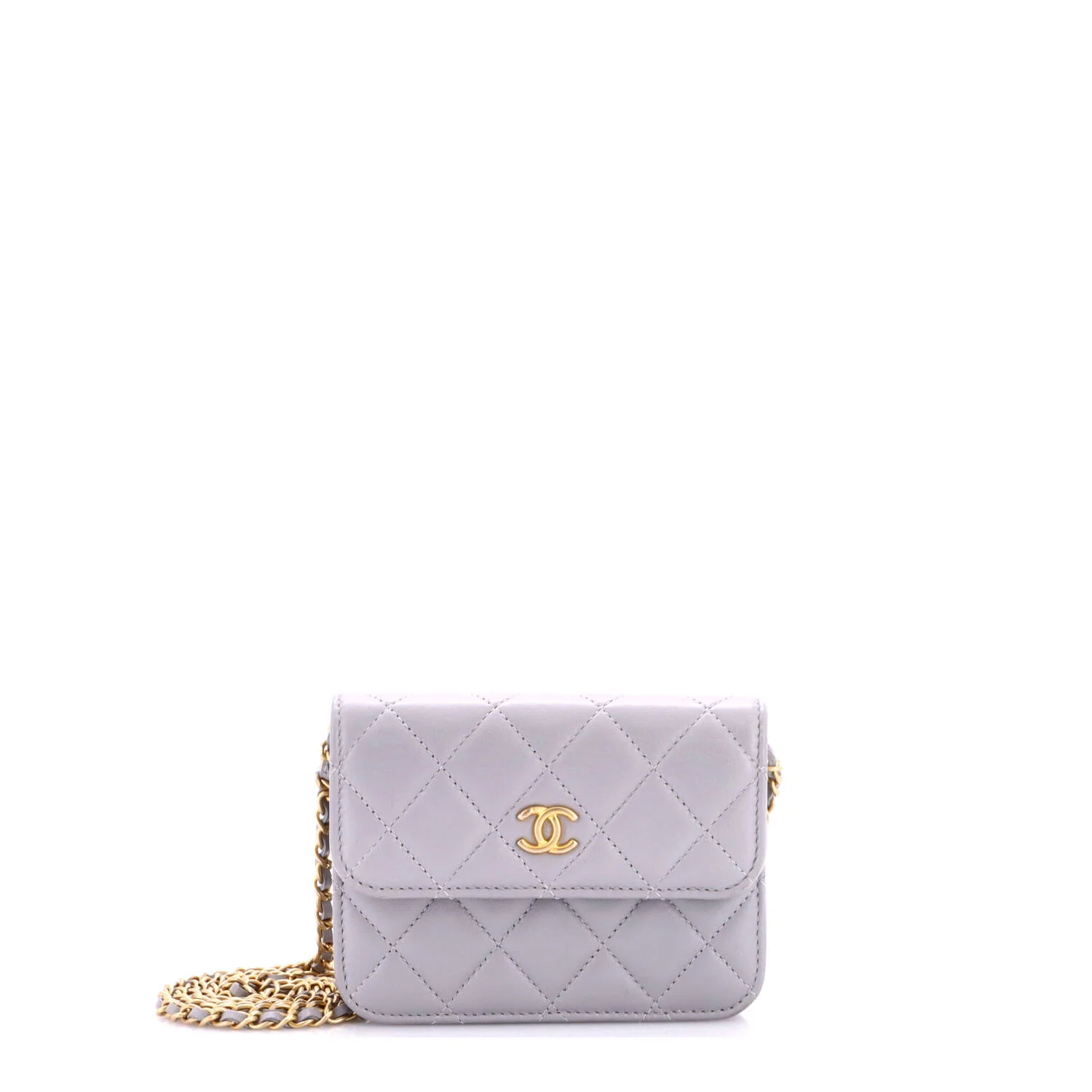 Pearl Crush Flap Clutch with Chain Quilted Lambskin Mini