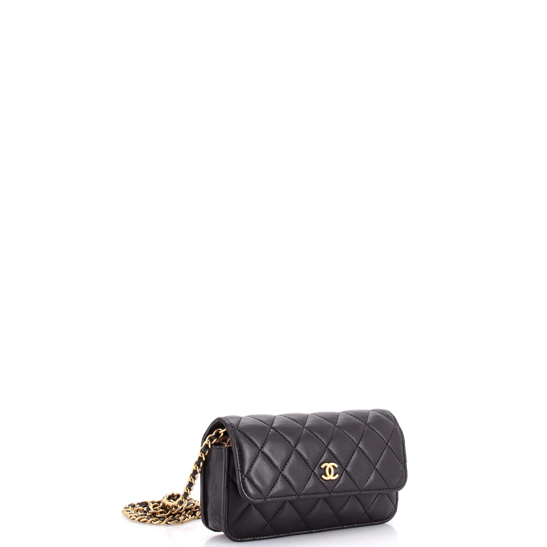Pearl Crush Flap Phone Holder with Chain Quilted Lambskin - Image 2