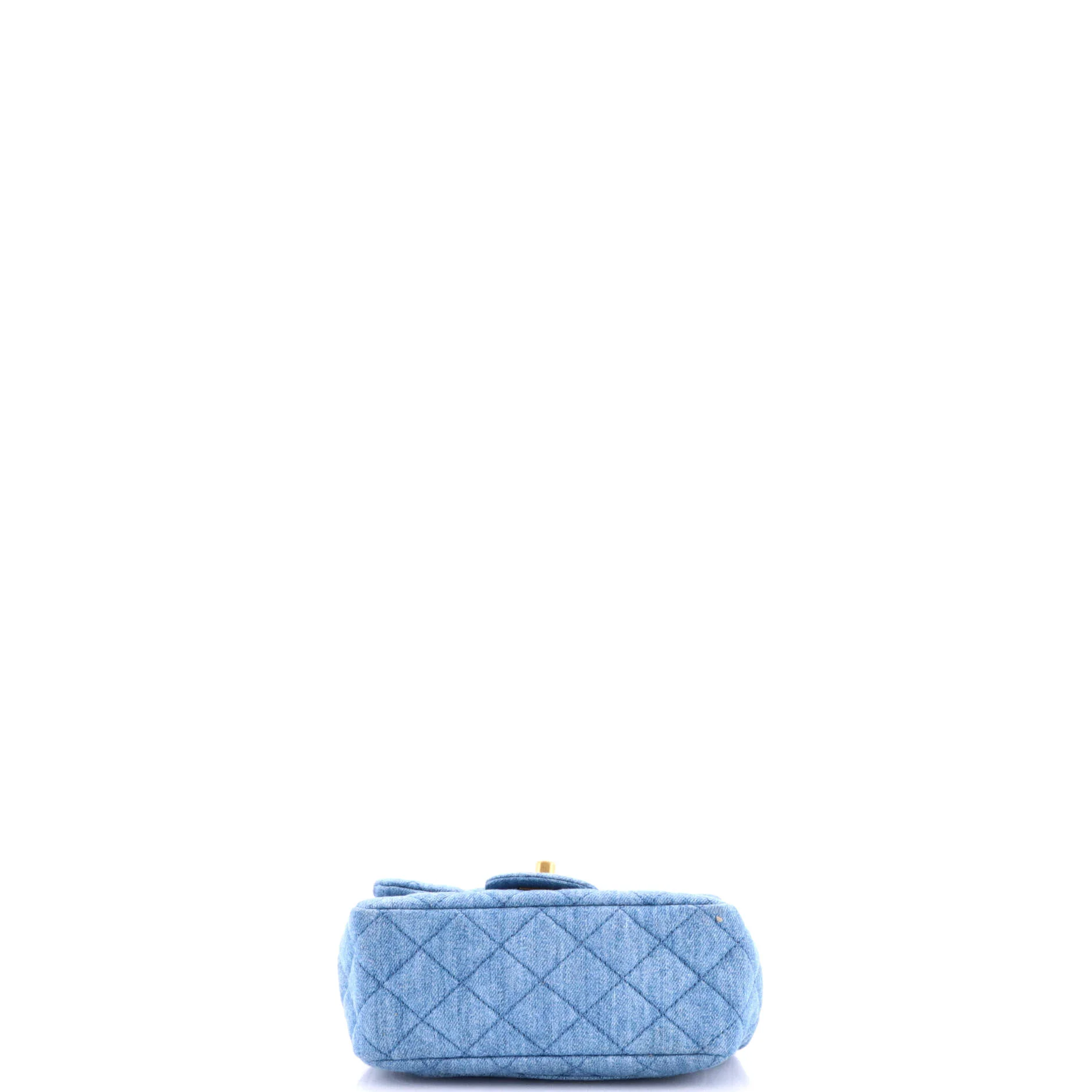 Pearl Crush Square Flap Bag Quilted Denim Mini - Image 4