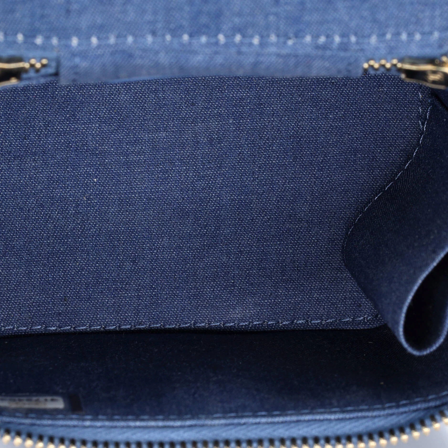 Pearl Crush Vanity Case with Chain Quilted Denim Mini - Image 6