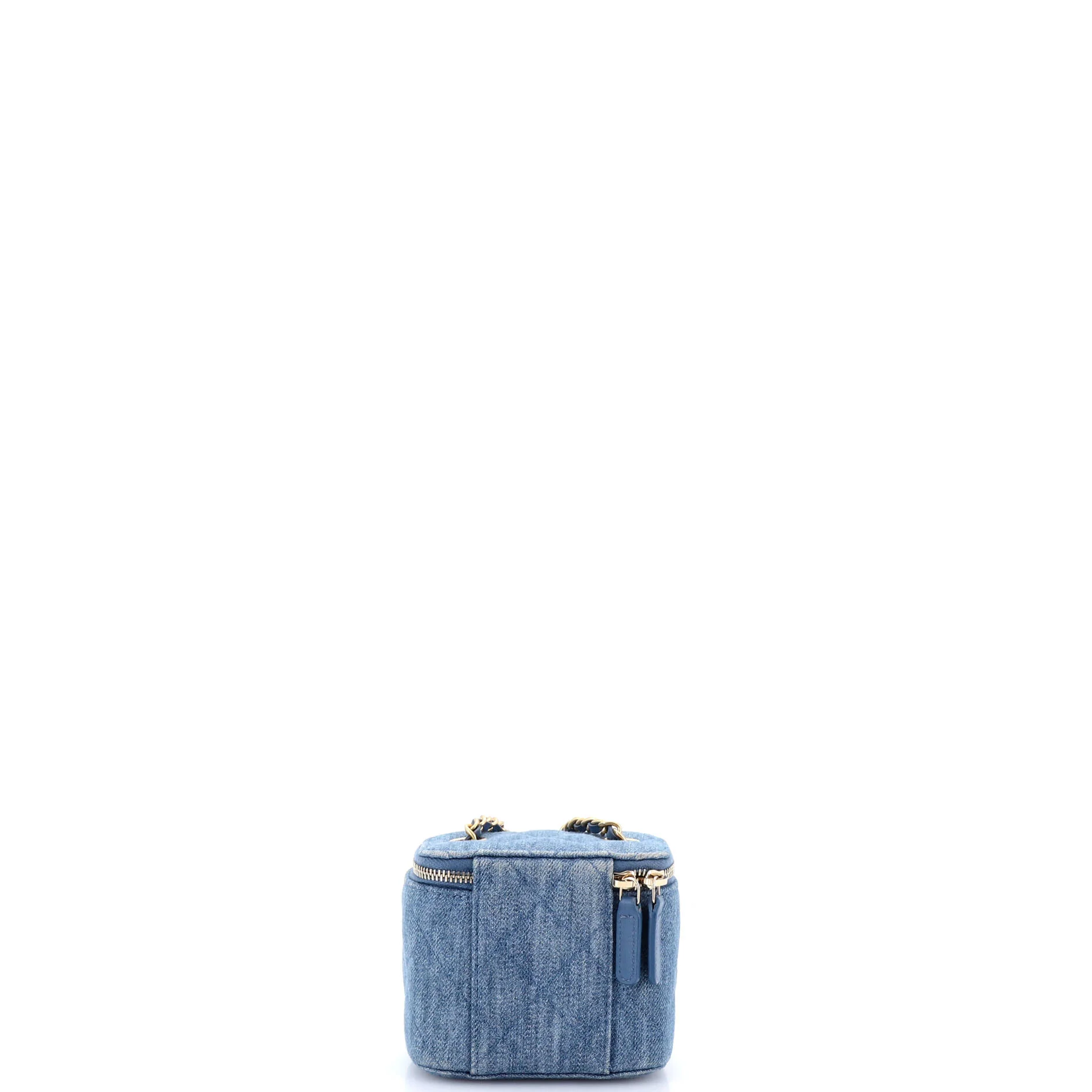 Pearl Crush Vanity Case with Chain Quilted Denim Mini - Image 4