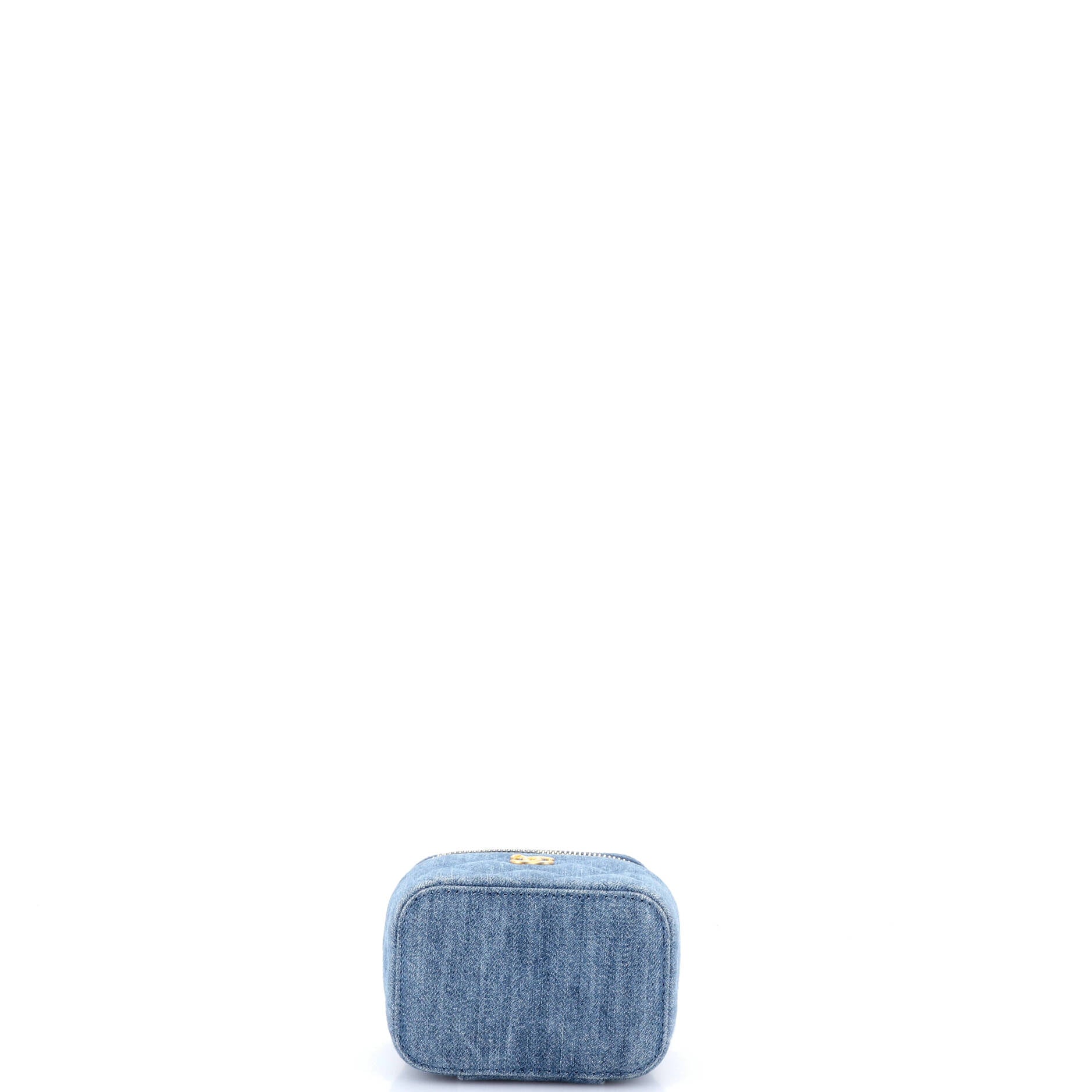 Pearl Crush Vanity Case with Chain Quilted Denim Mini - Image 5