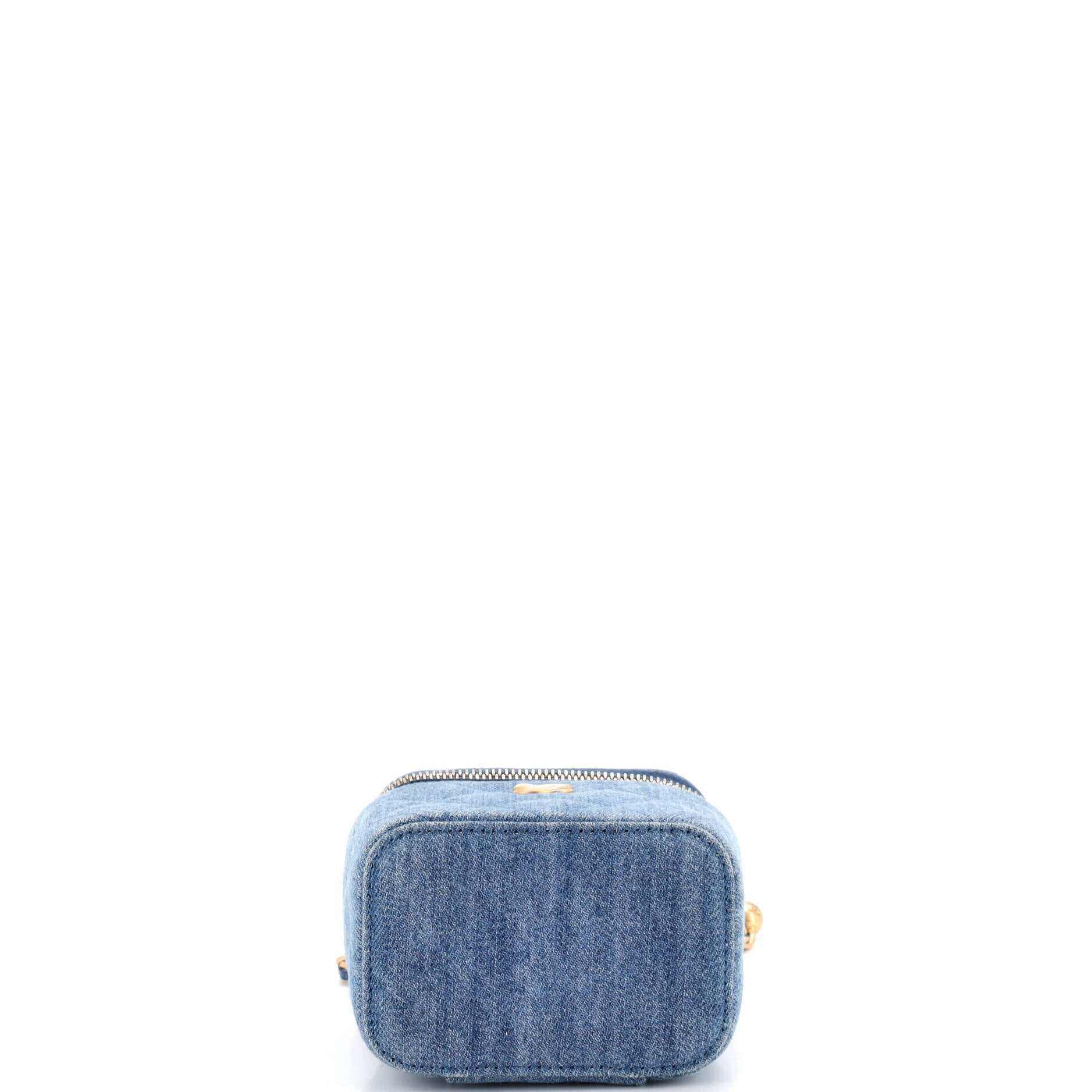Pearl Crush Vanity Case with Chain Quilted Denim Mini - Image 4