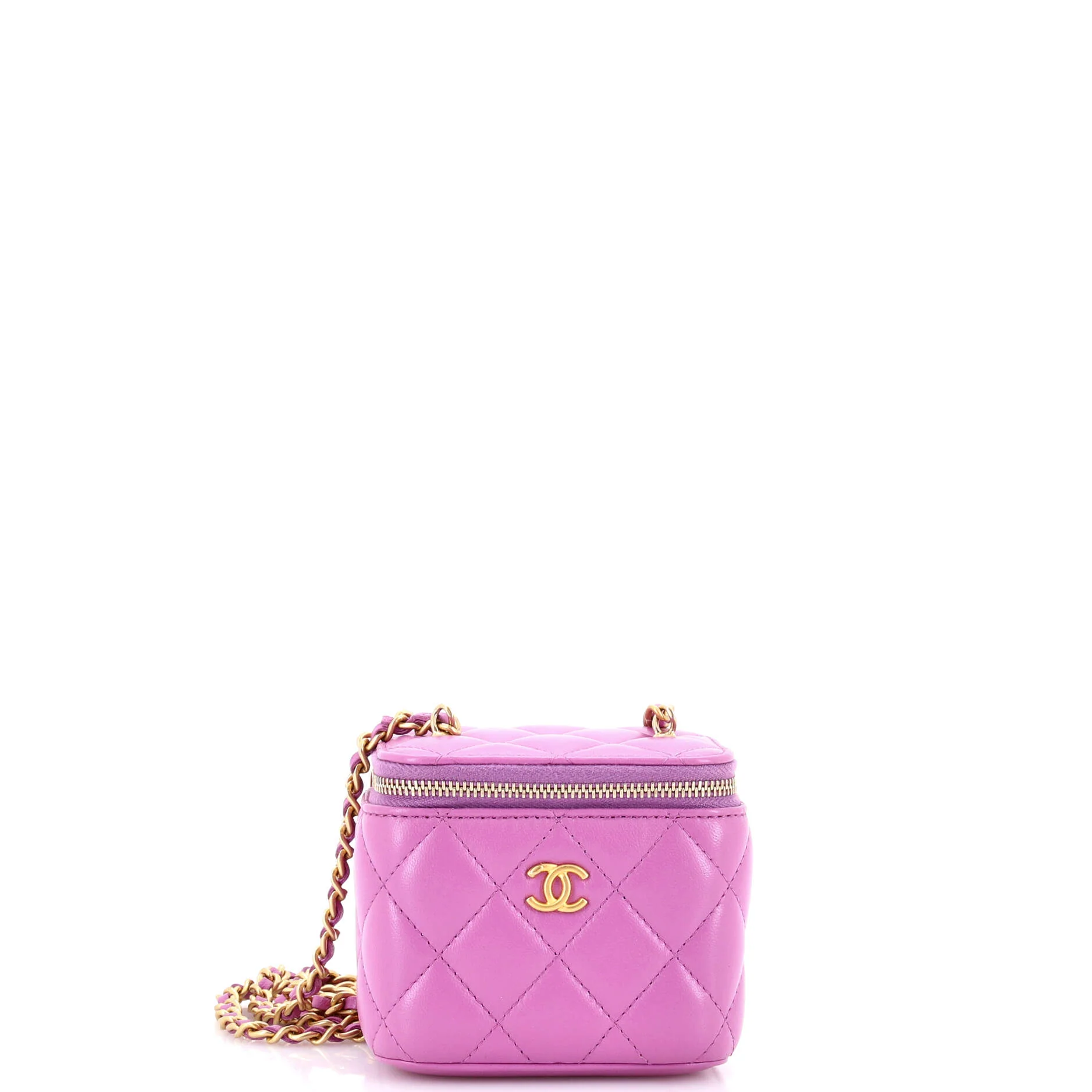 Pearl Crush Vanity Case with Chain Quilted Lambskin Mini