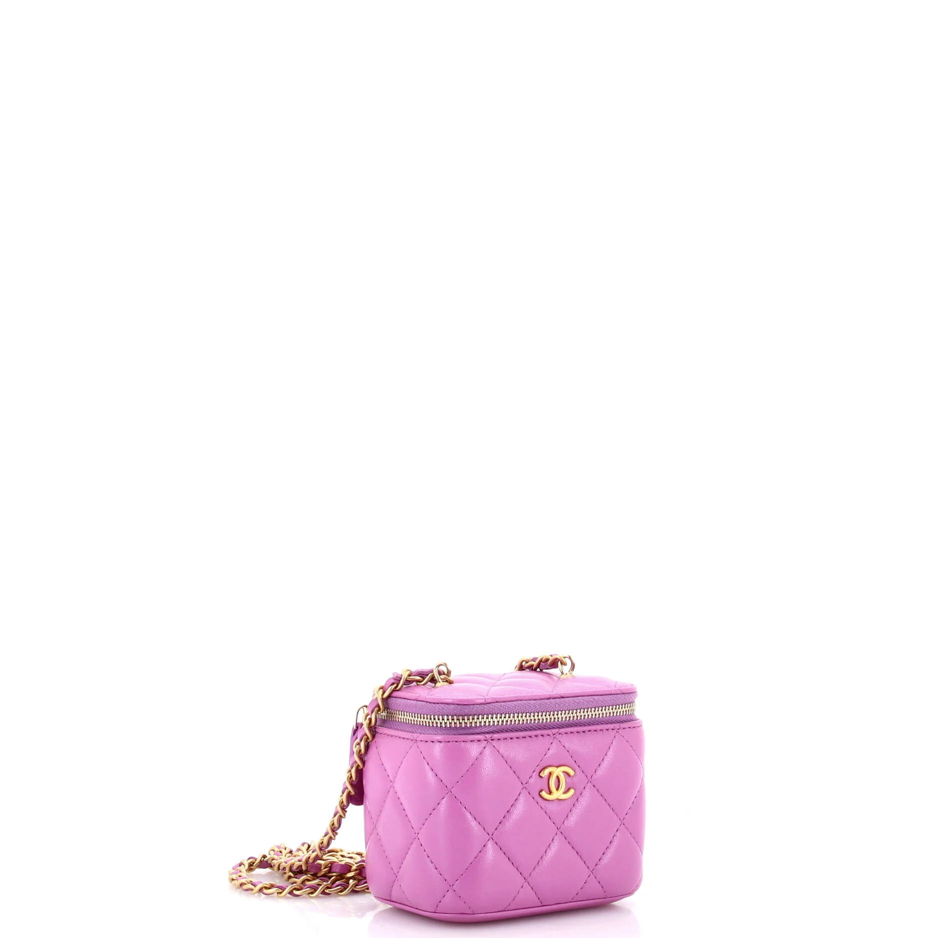 Pearl Crush Vanity Case with Chain Quilted Lambskin Mini - Image 2