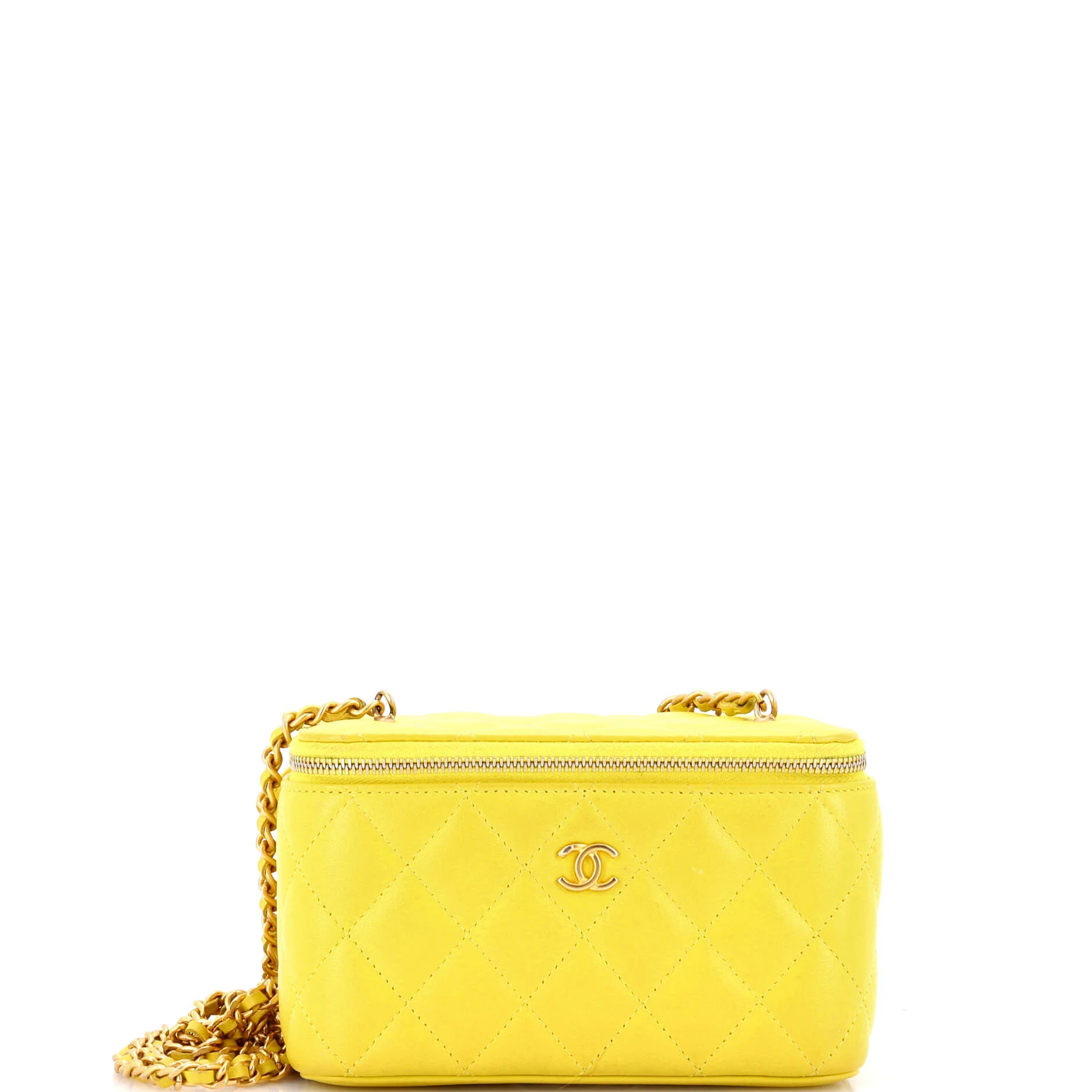 Pearl Crush Vanity Case with Chain Quilted Lambskin Small