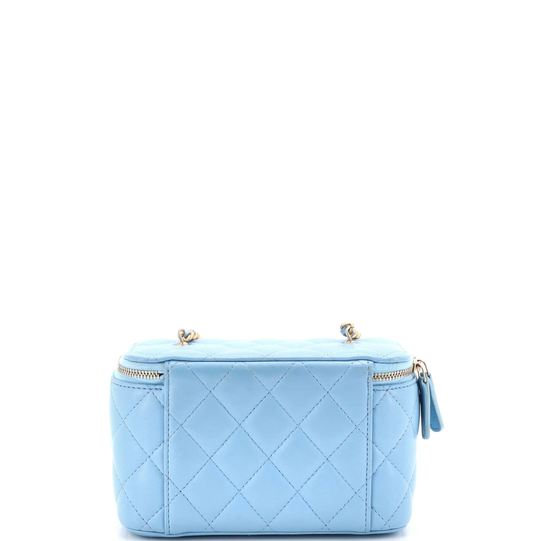 Pearl Crush Vanity Case with Chain Quilted Lambskin Small - Image 4