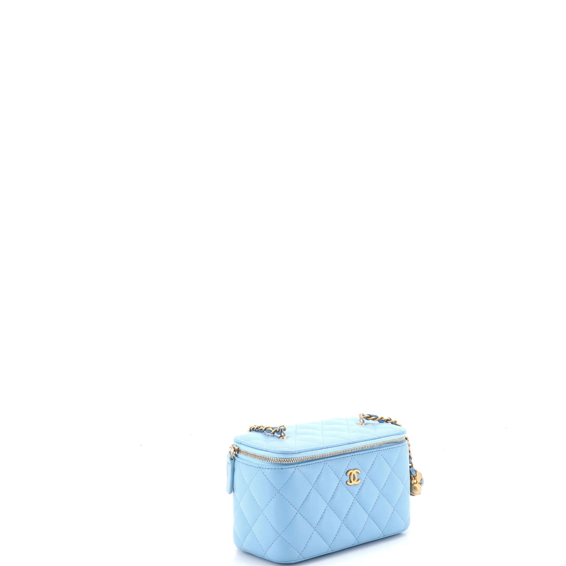 Pearl Crush Vanity Case with Chain Quilted Lambskin Small - Image 2