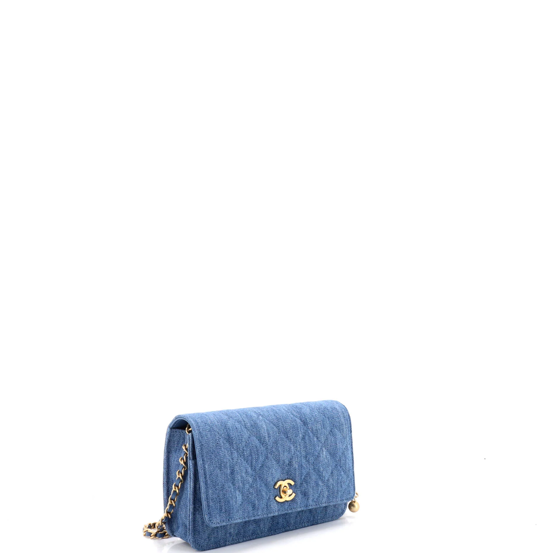 Pearl Crush Wallet on Chain Quilted Denim - Image 2