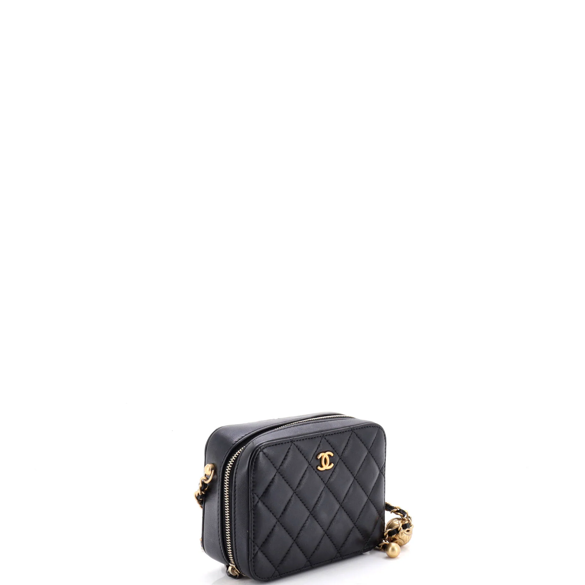 Pearl Crush Zip Around Vanity Case with Chain Quilted Lambskin Mini - Image 3