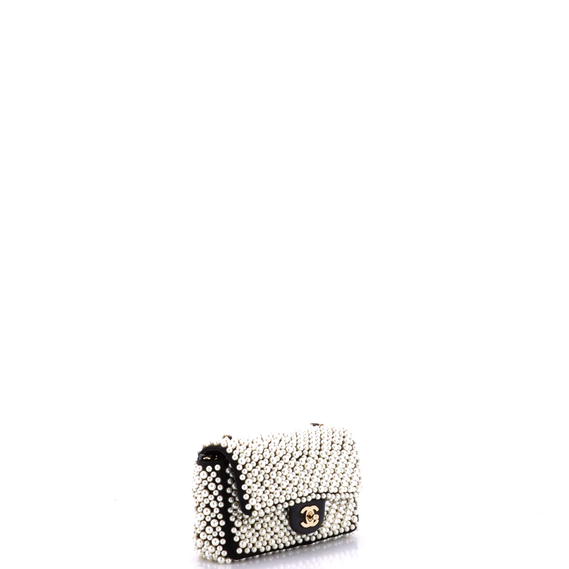 Pearl On Flap Bag Embellished Lambskin Mini - Image 3