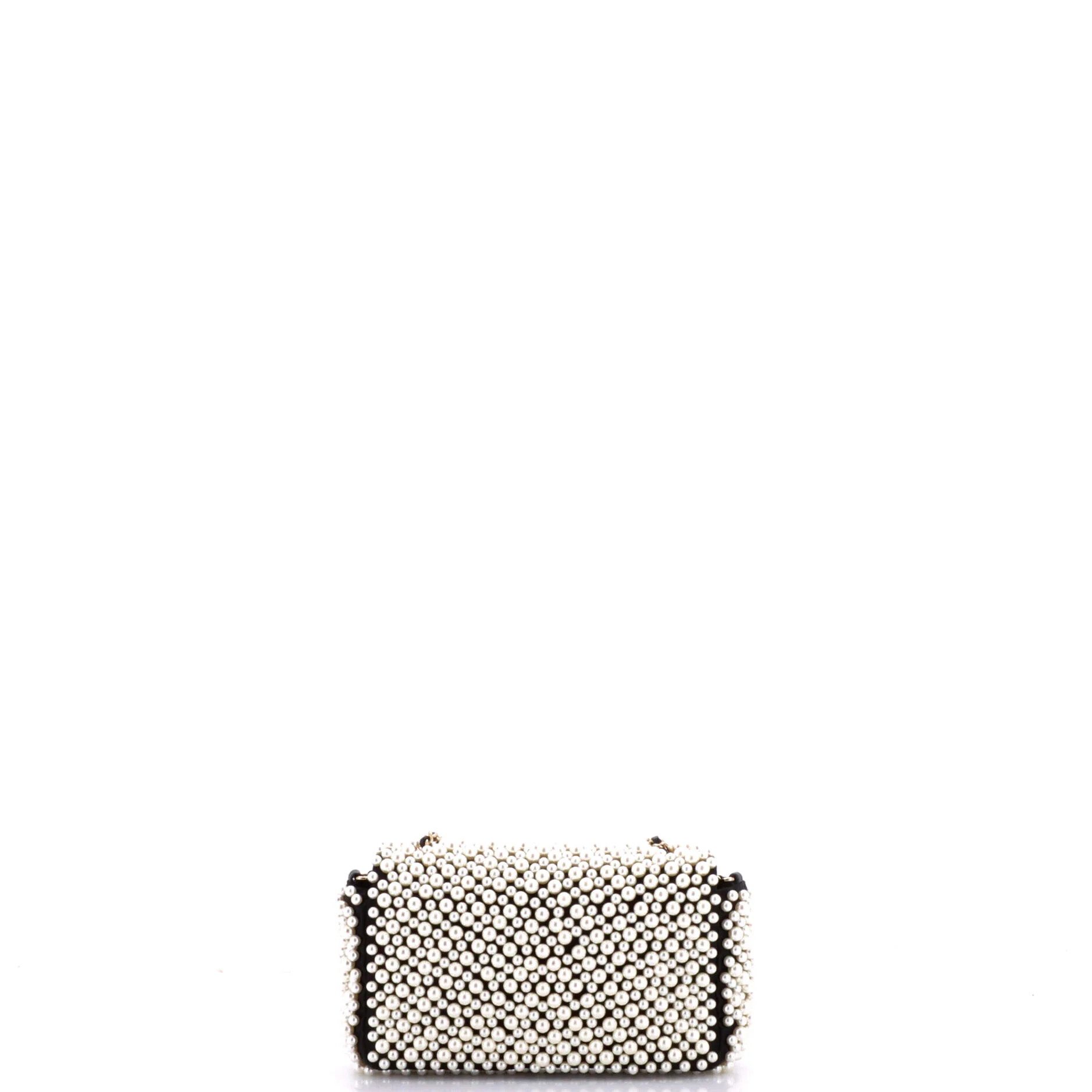Pearl On Flap Bag Embellished Lambskin Mini - Image 4