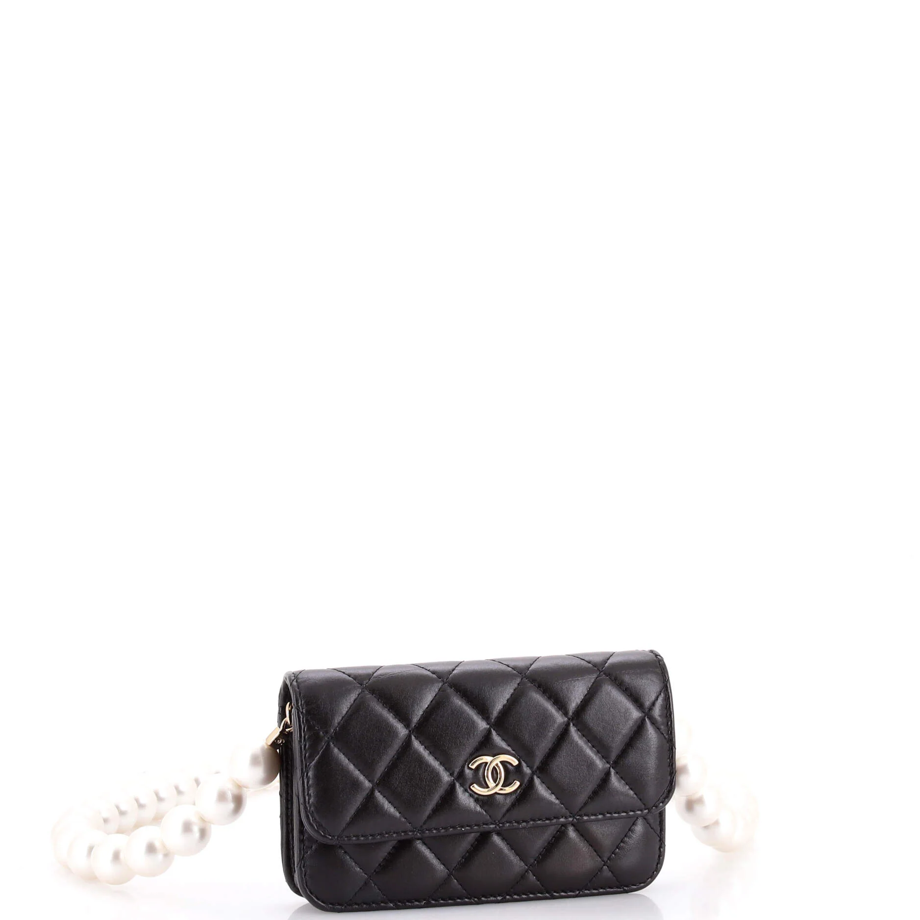 Pearl Strap Clutch with Chain Quilted Calfskin - Image 2