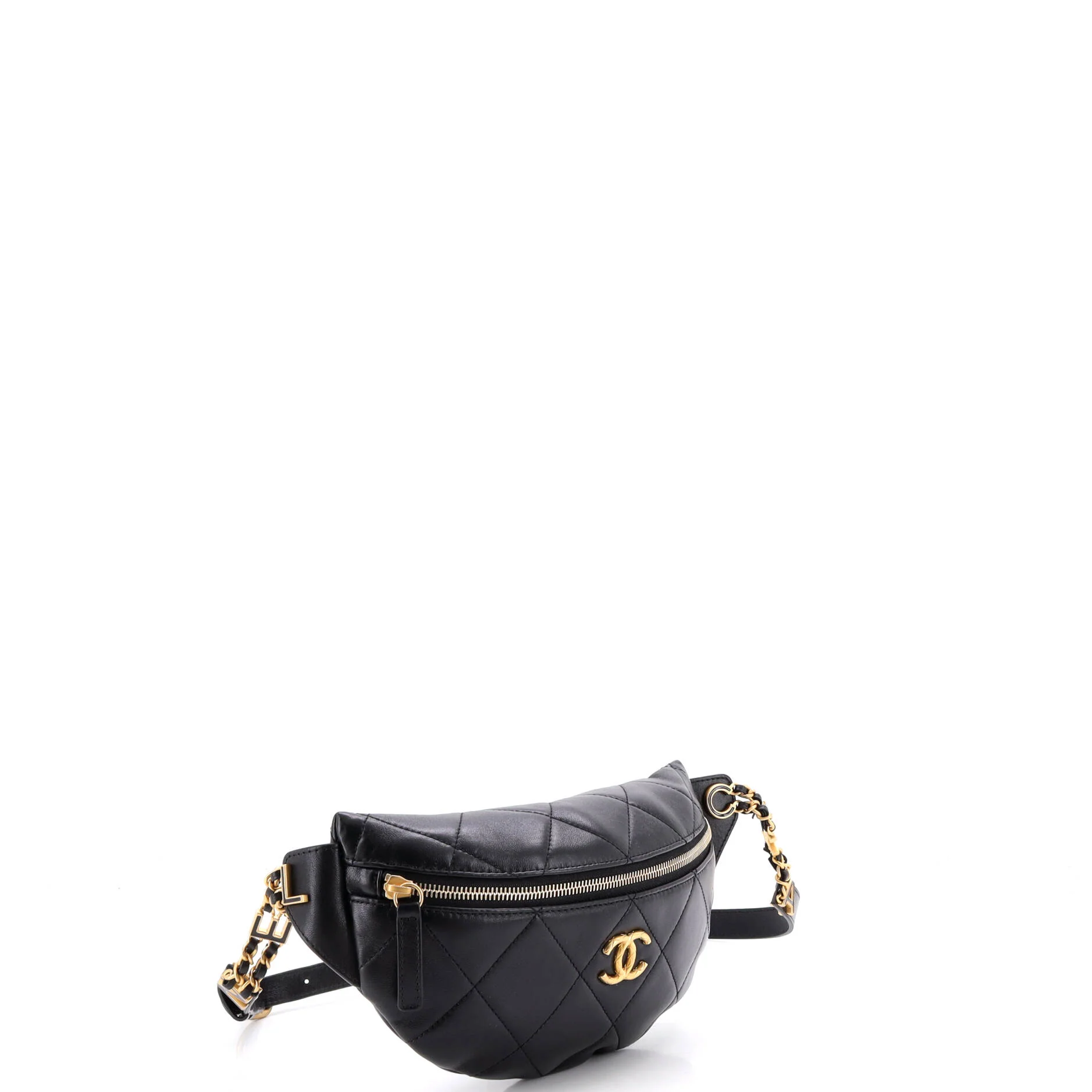 Quilted CC Logo Chain Zip Waist Bag Quilted Lambskin - Image 2
