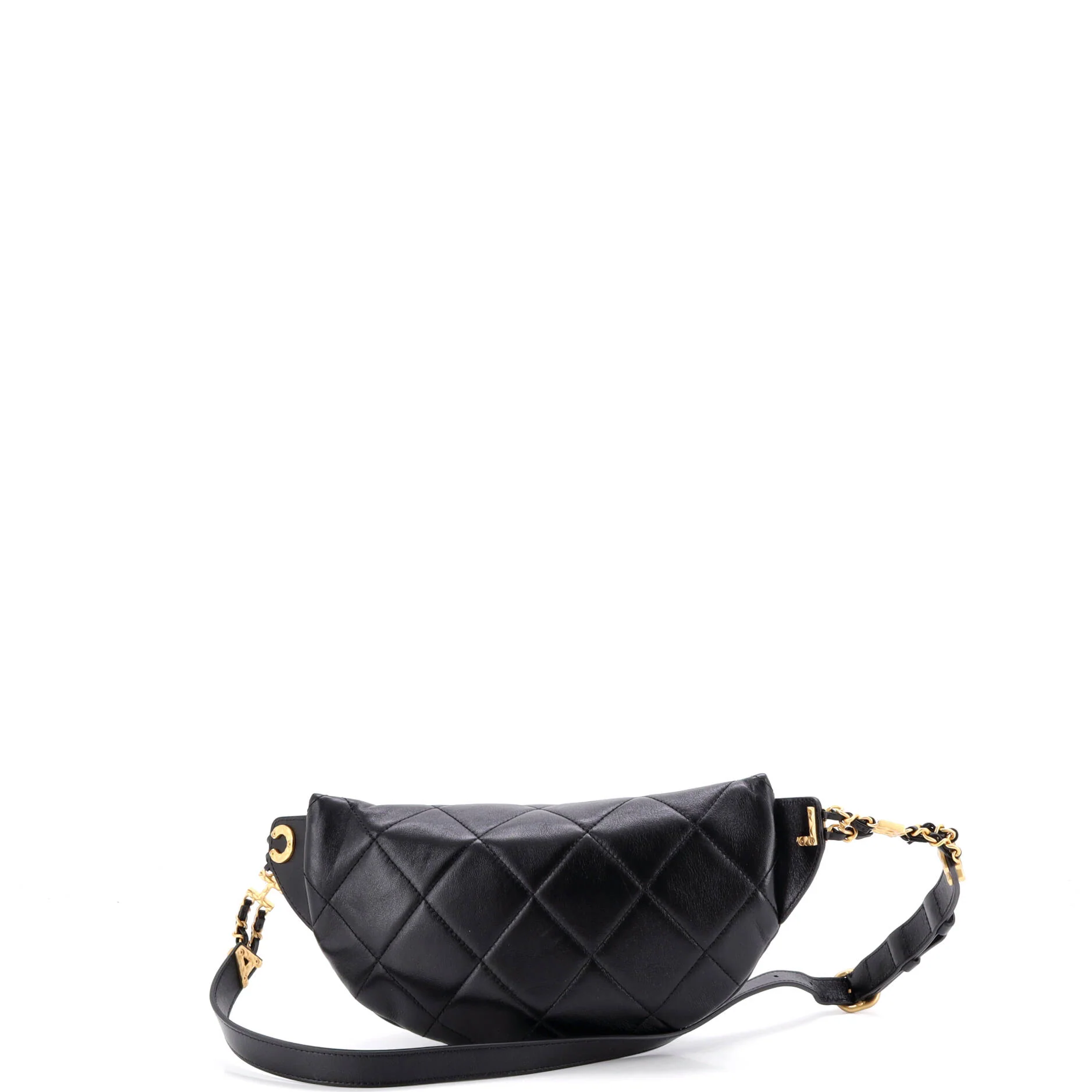 Quilted CC Logo Chain Zip Waist Bag Quilted Lambskin - Image 3