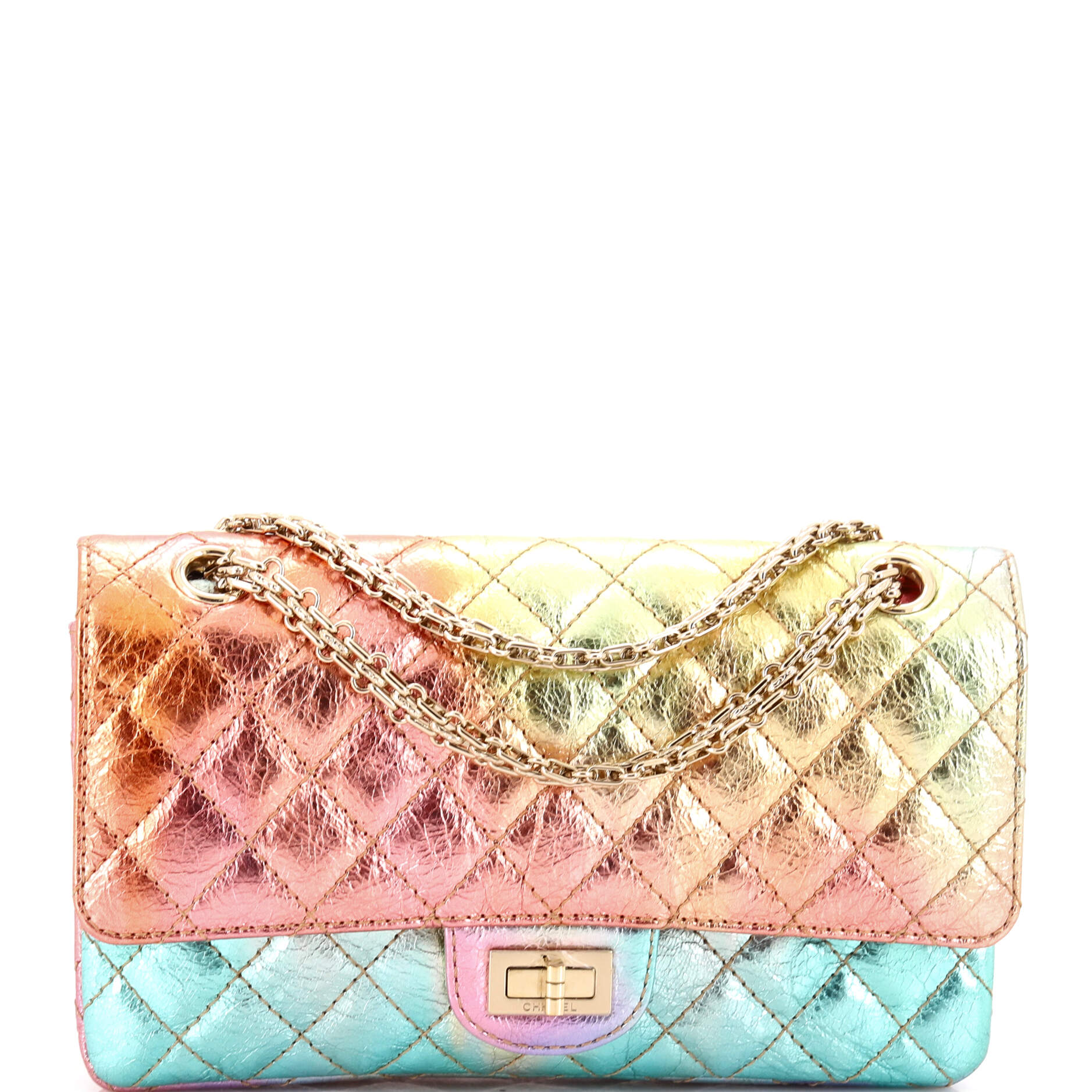 Rainbow Reissue 2.55 Flap Bag Quilted Multicolor Metallic Goatskin 225