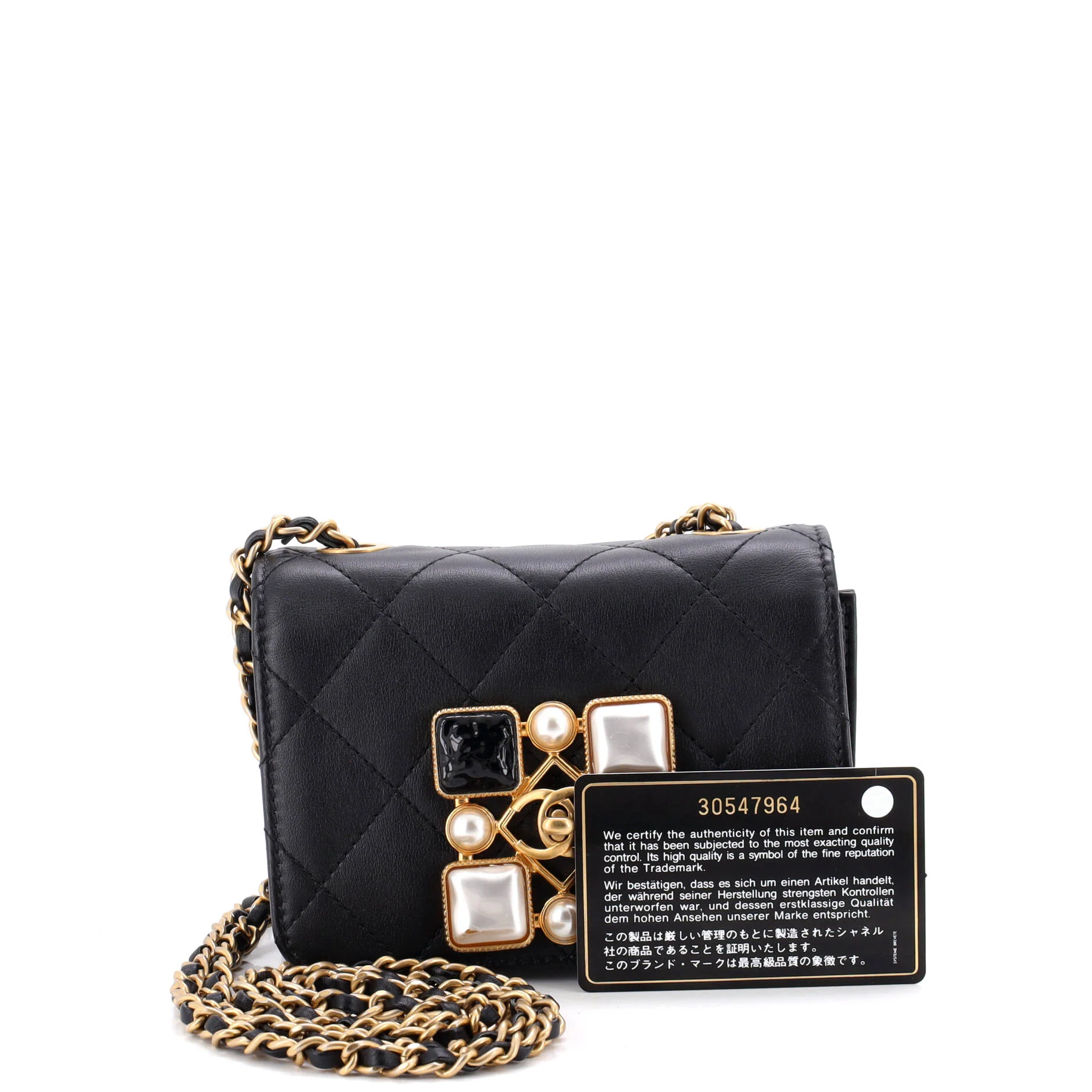 Resin and Pearl CC Full Flap Bag Quilted Calfskin Mini - Image 2