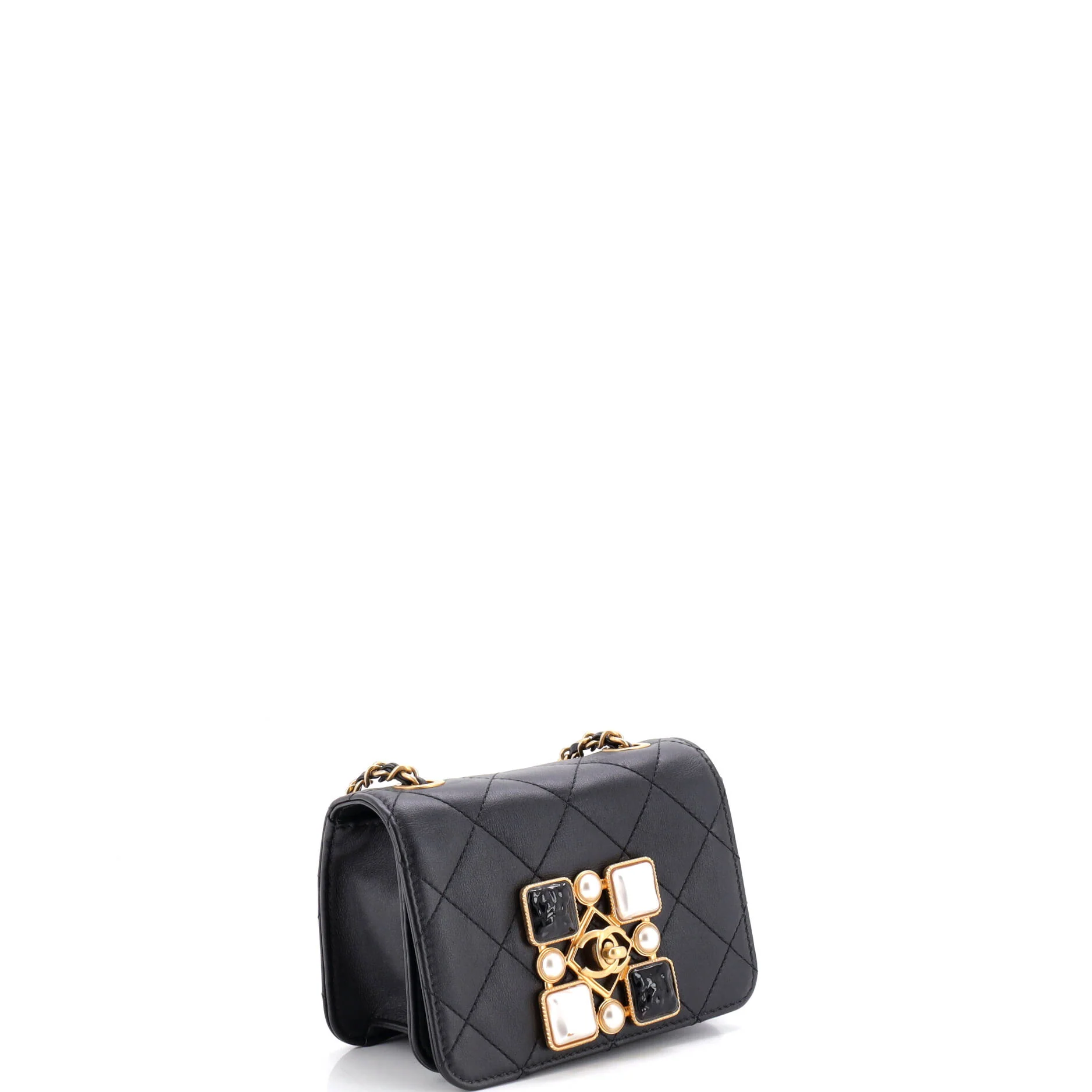 Resin and Pearl CC Full Flap Bag Quilted Calfskin Mini - Image 3