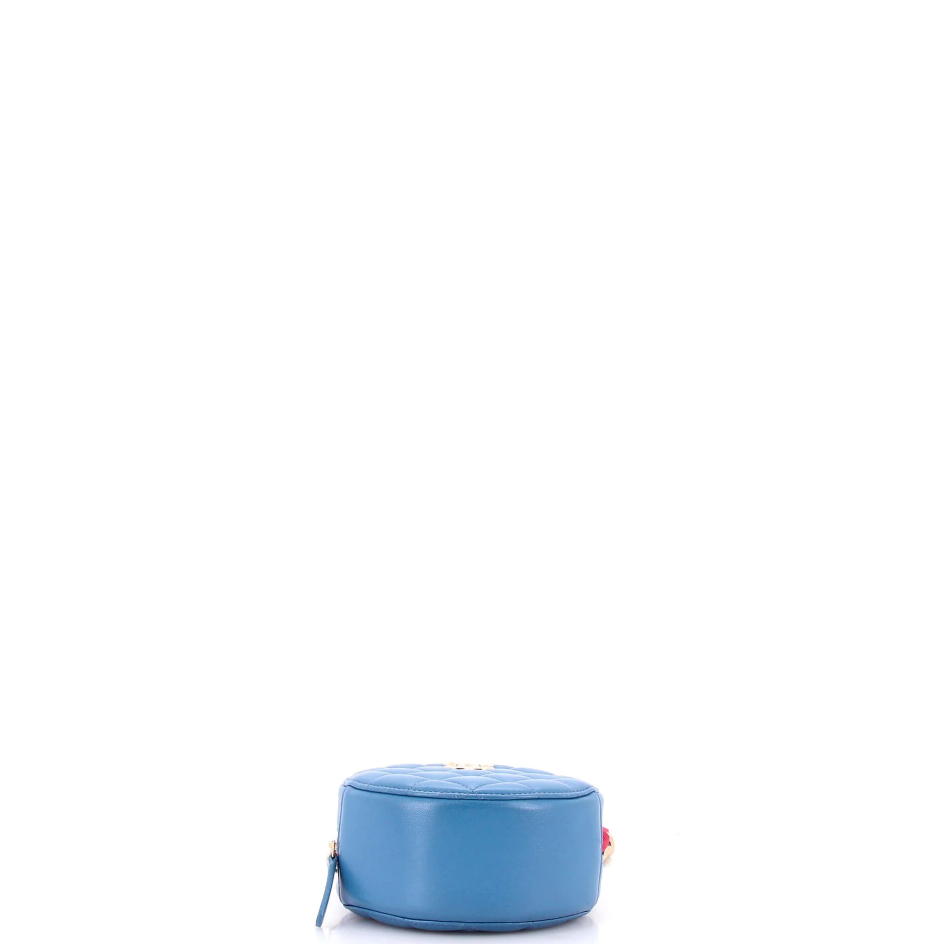 Ribbon Round Clutch With Chain Quilted Lambskin - Image 4