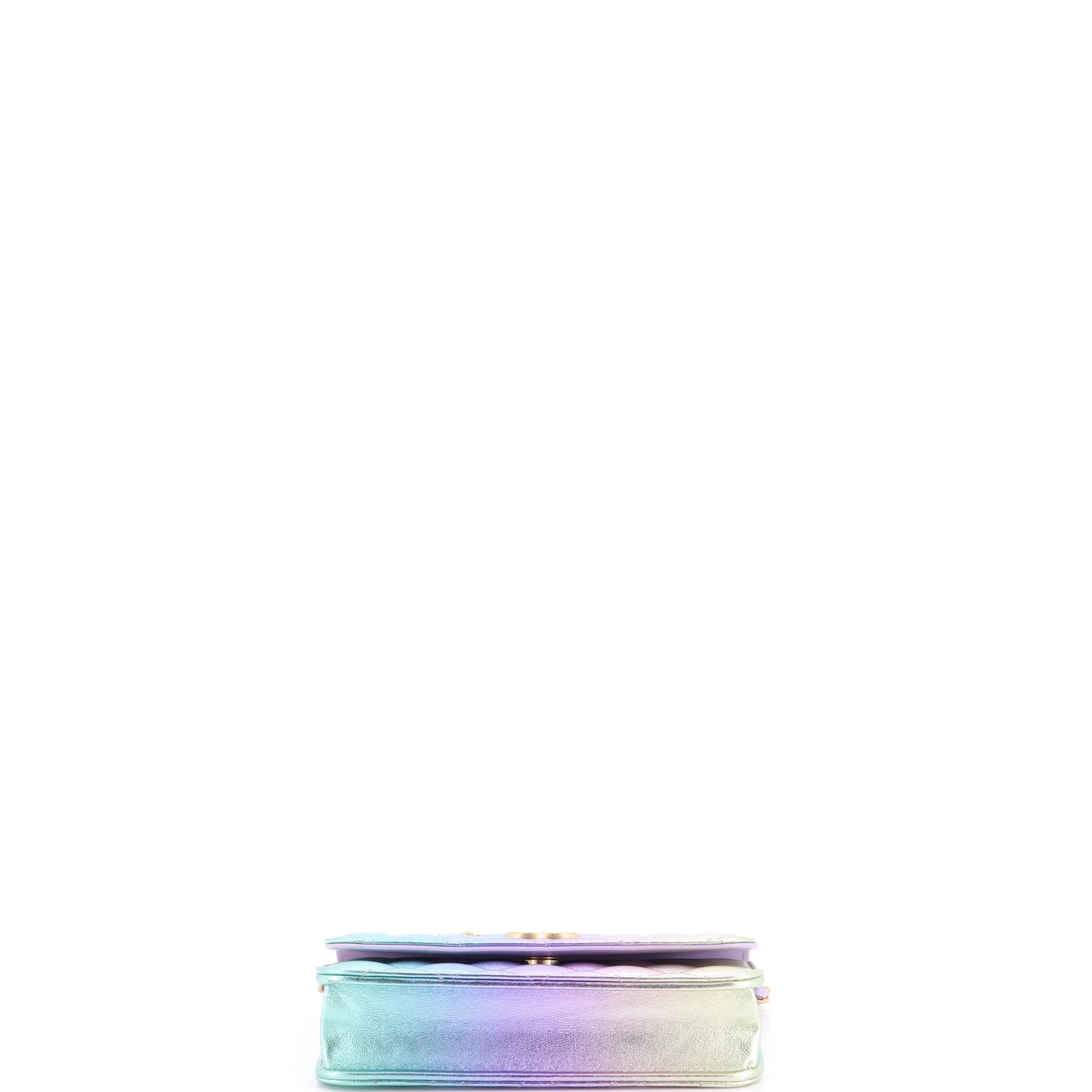 Roller Skate and Star Charms Phone Holder with Chain Quilted Iridescent Rainbow Lambskin - Image 5