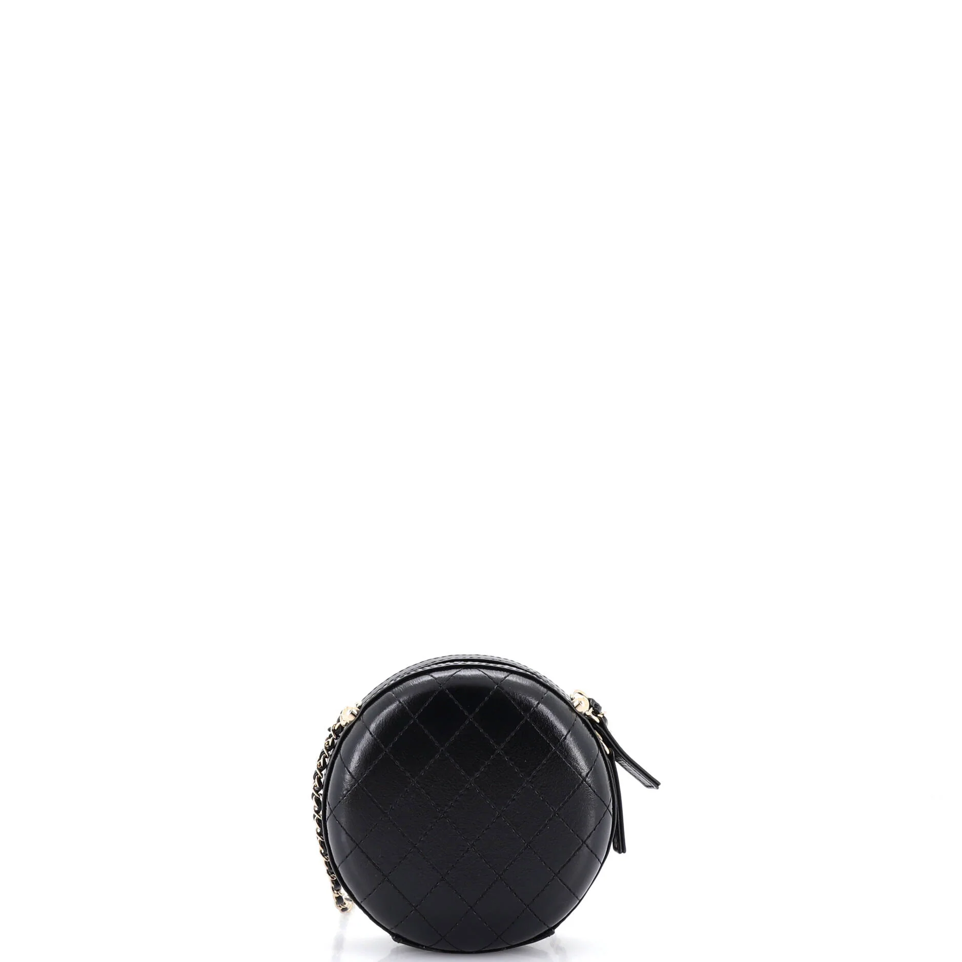 Round Chain Crossbody Bag Stitched Calfskin Small - Image 3