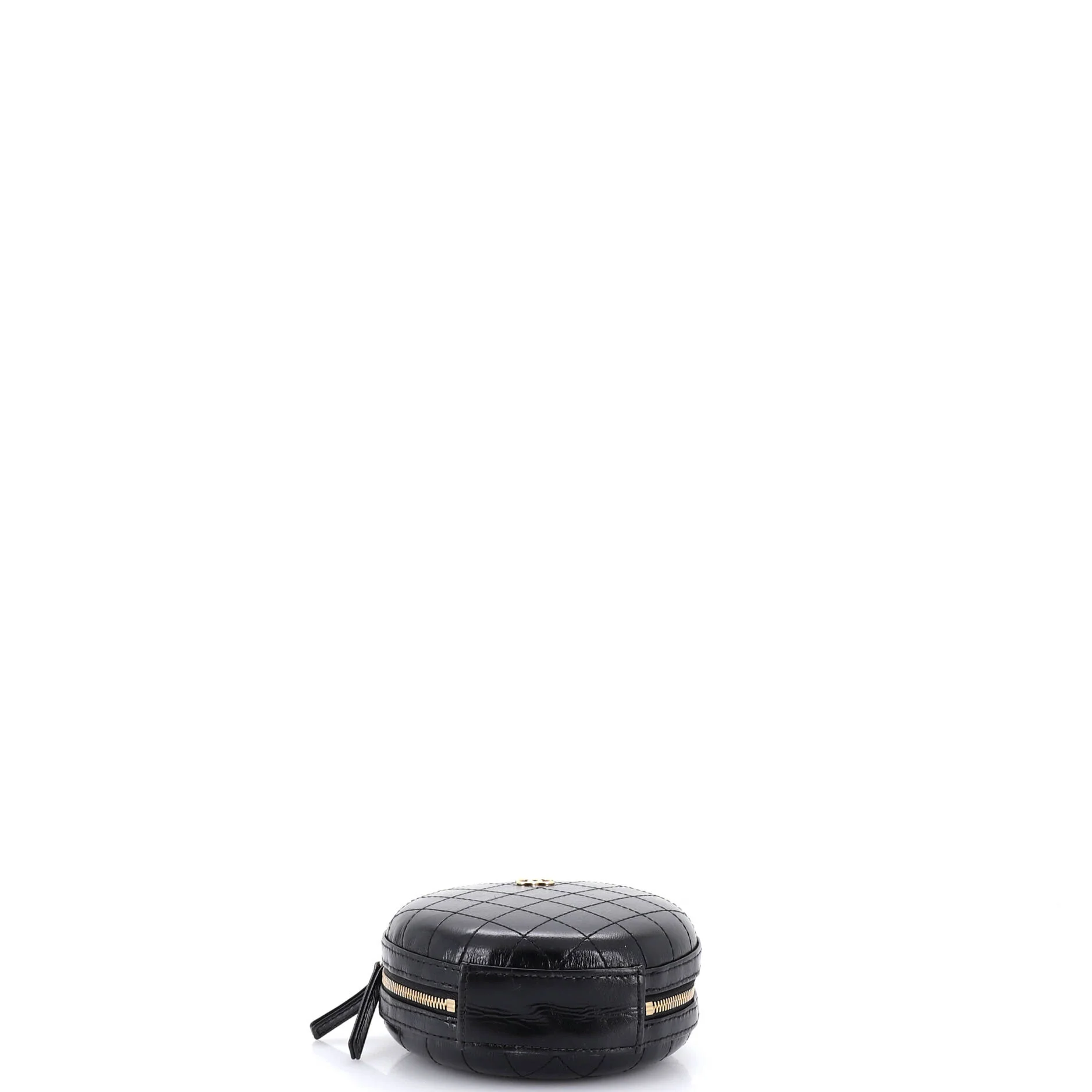 Round Chain Crossbody Bag Stitched Calfskin Small - Image 4