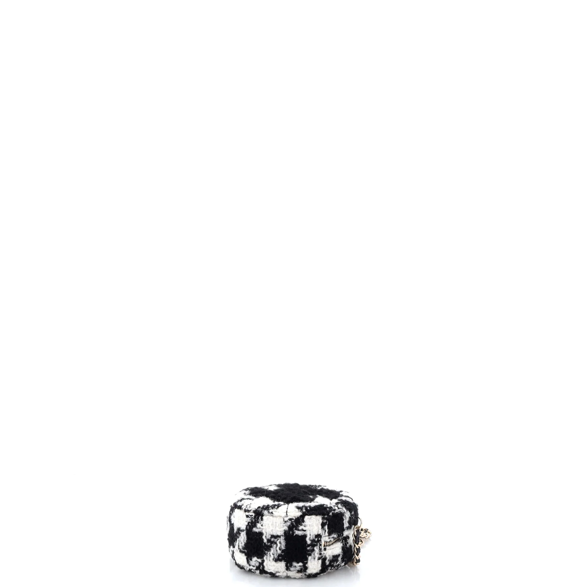Round Clutch with Chain and Coin Purse Quilted Tweed with Shearling - Image 5