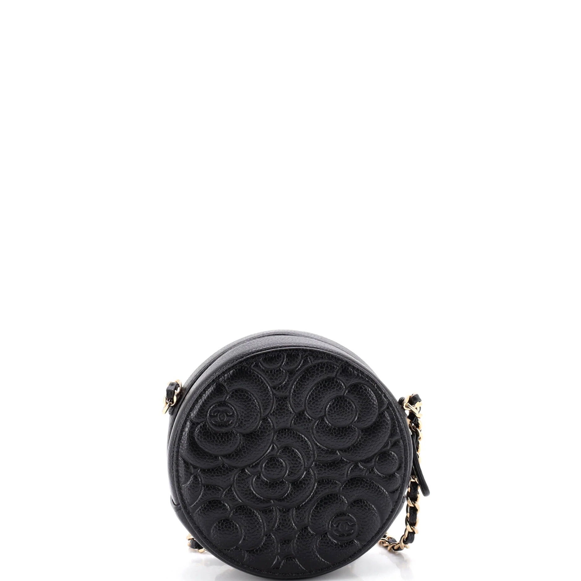 Round Clutch with Chain Camellia Caviar Mini - Image 3