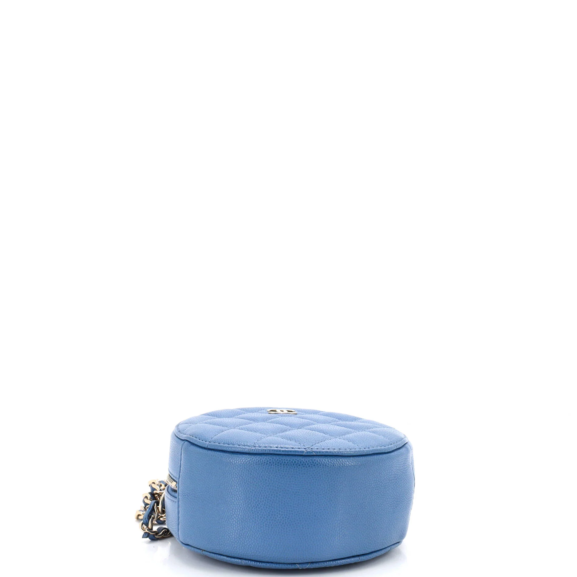 Round Clutch with Chain Quilted Caviar Mini - Image 4