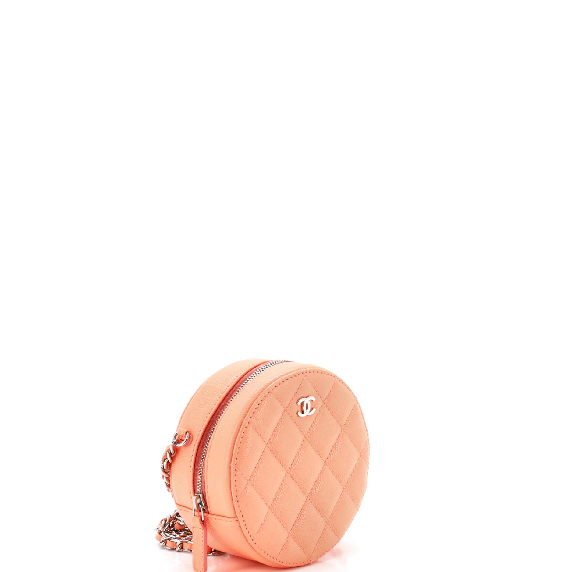 Round Clutch with Chain Quilted Caviar Mini - Image 3