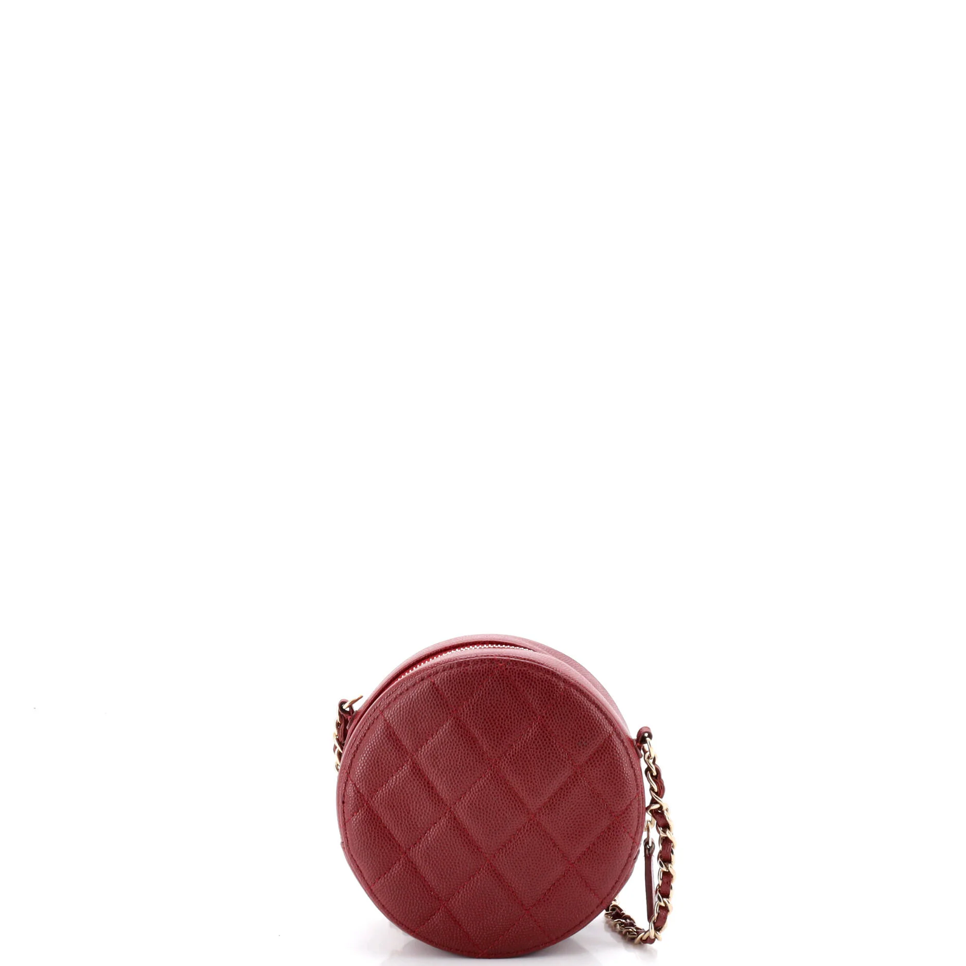 Round Clutch with Chain Quilted Caviar Mini - Image 3