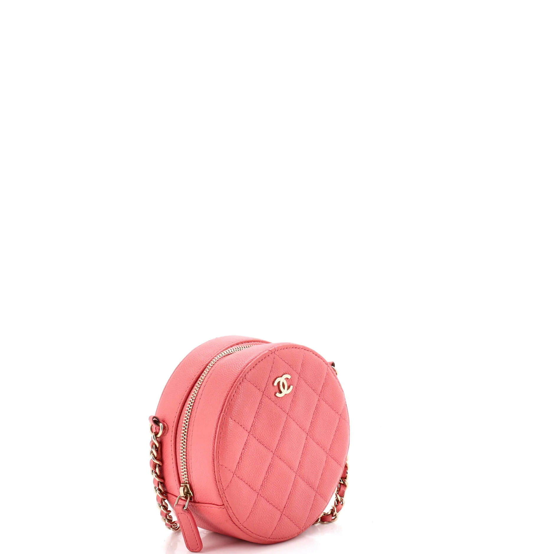 Round Clutch with Chain Quilted Caviar Mini - Image 3