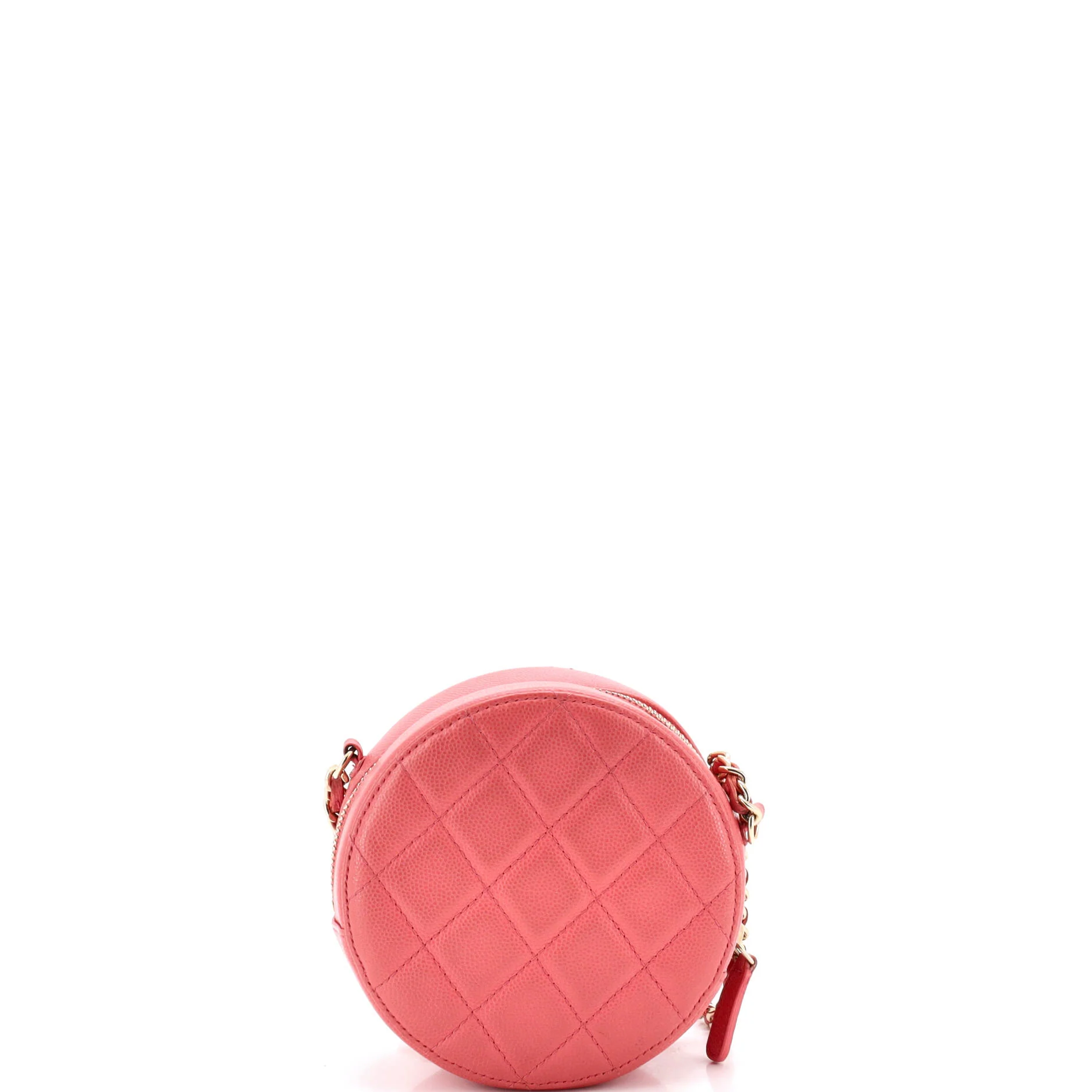 Round Clutch with Chain Quilted Caviar Mini - Image 4