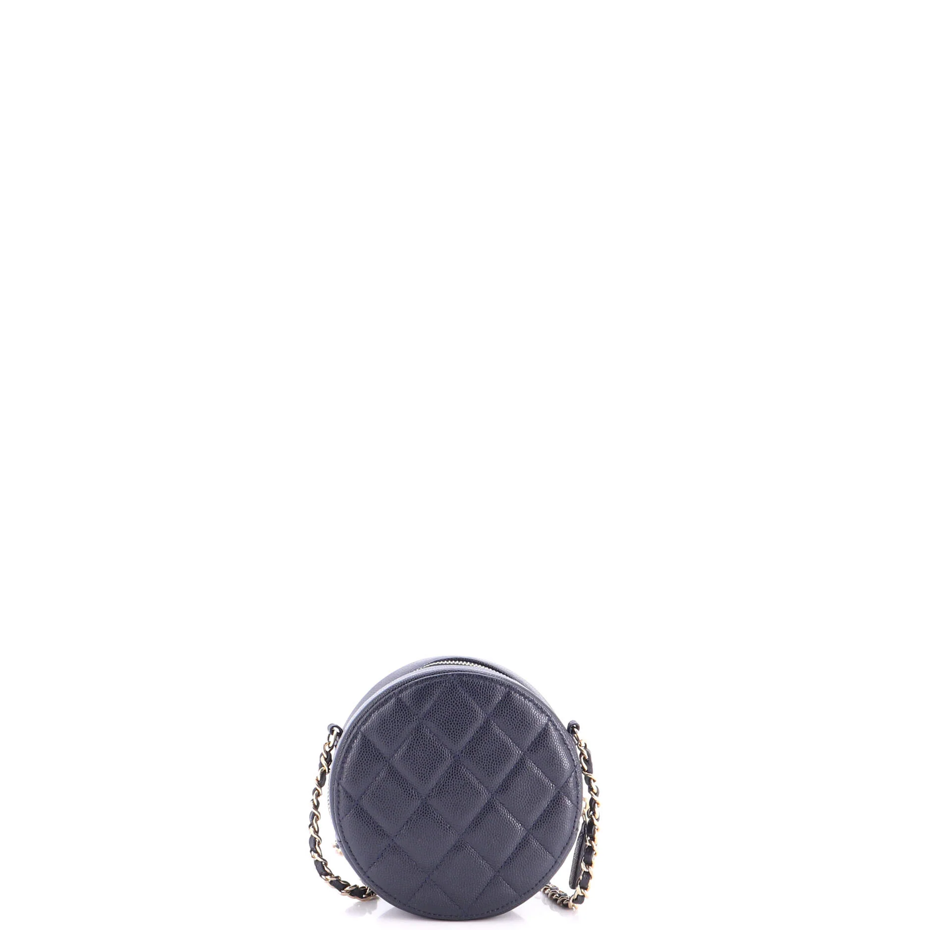Round Clutch with Chain Quilted Caviar Mini - Image 3