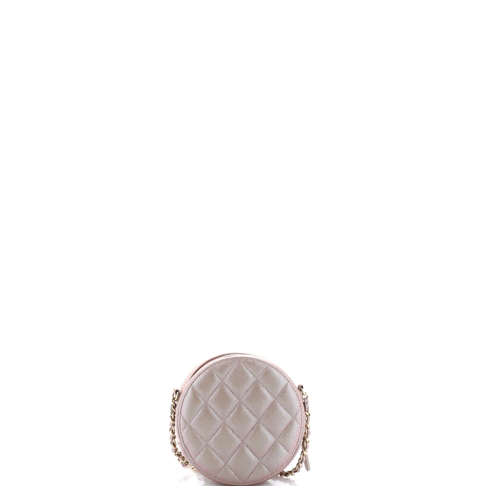 Round Clutch with Chain Quilted Iridescent Caviar Mini - Image 4
