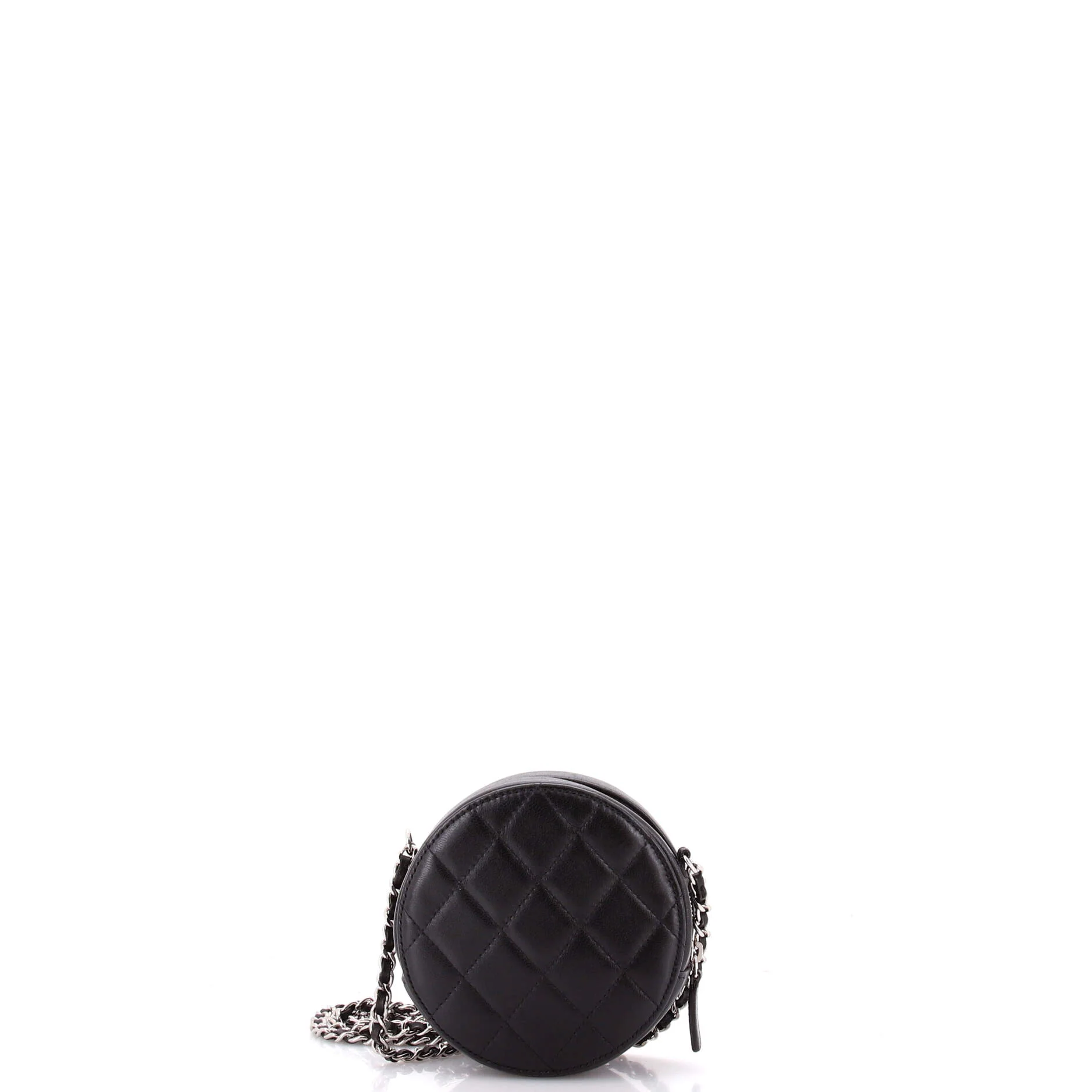 Round Clutch with Chain Quilted Lambskin Mini - Image 3