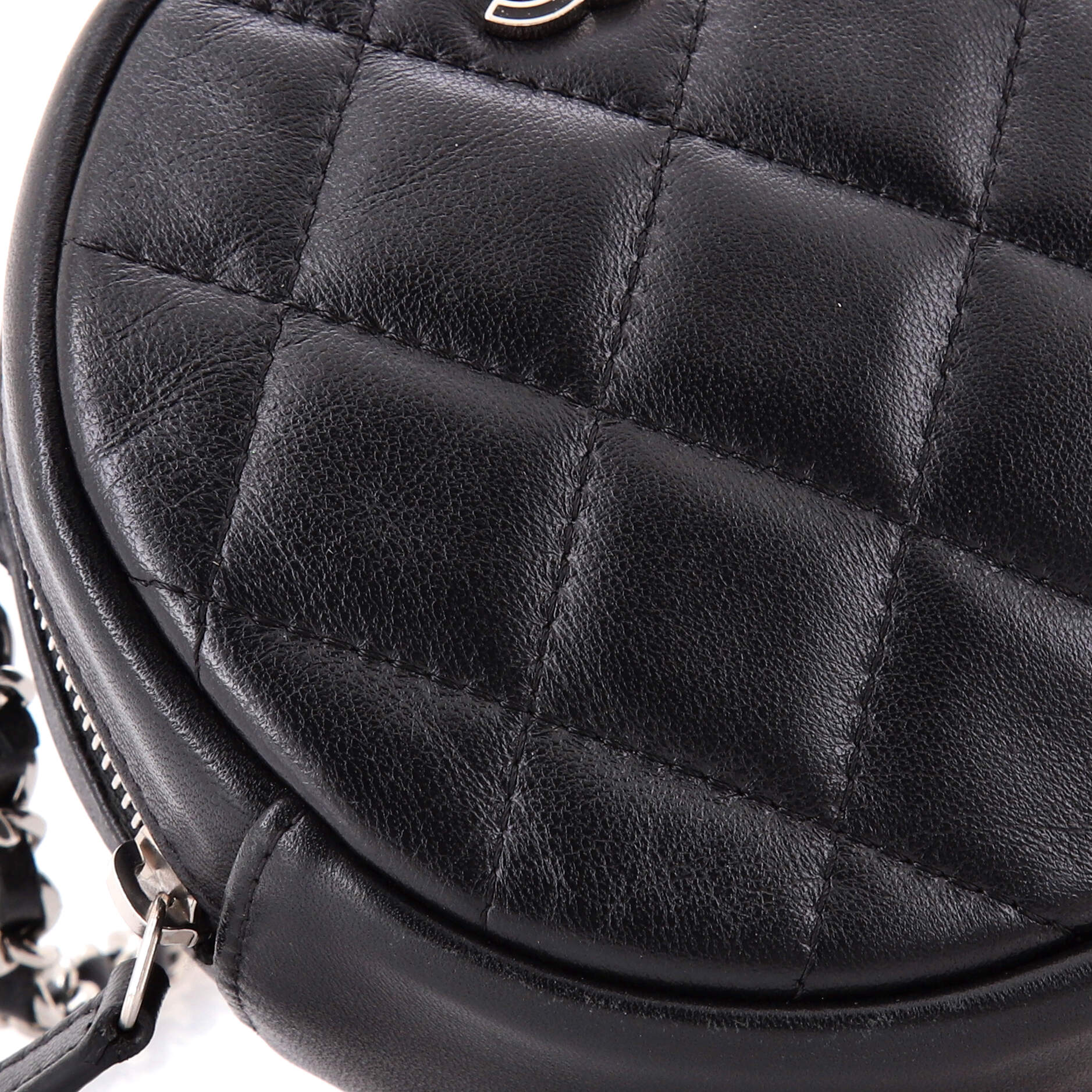 Round Clutch with Chain Quilted Lambskin Mini - Image 6