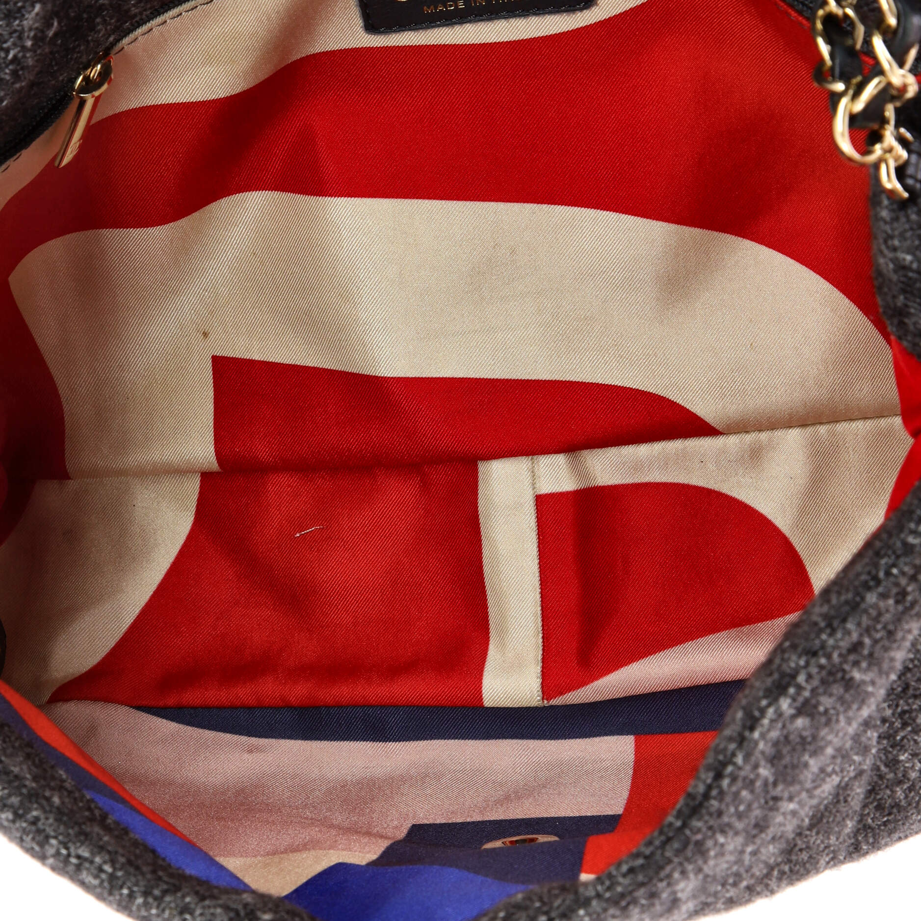 Running Chain Around Flap Bag Quilted Wool Tweed Medium - Image 5