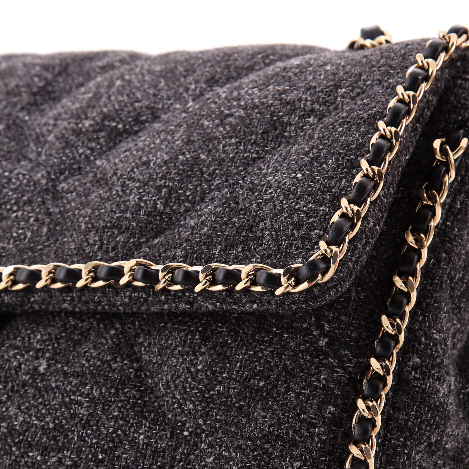 Running Chain Around Flap Bag Quilted Wool Tweed Medium - Image 6